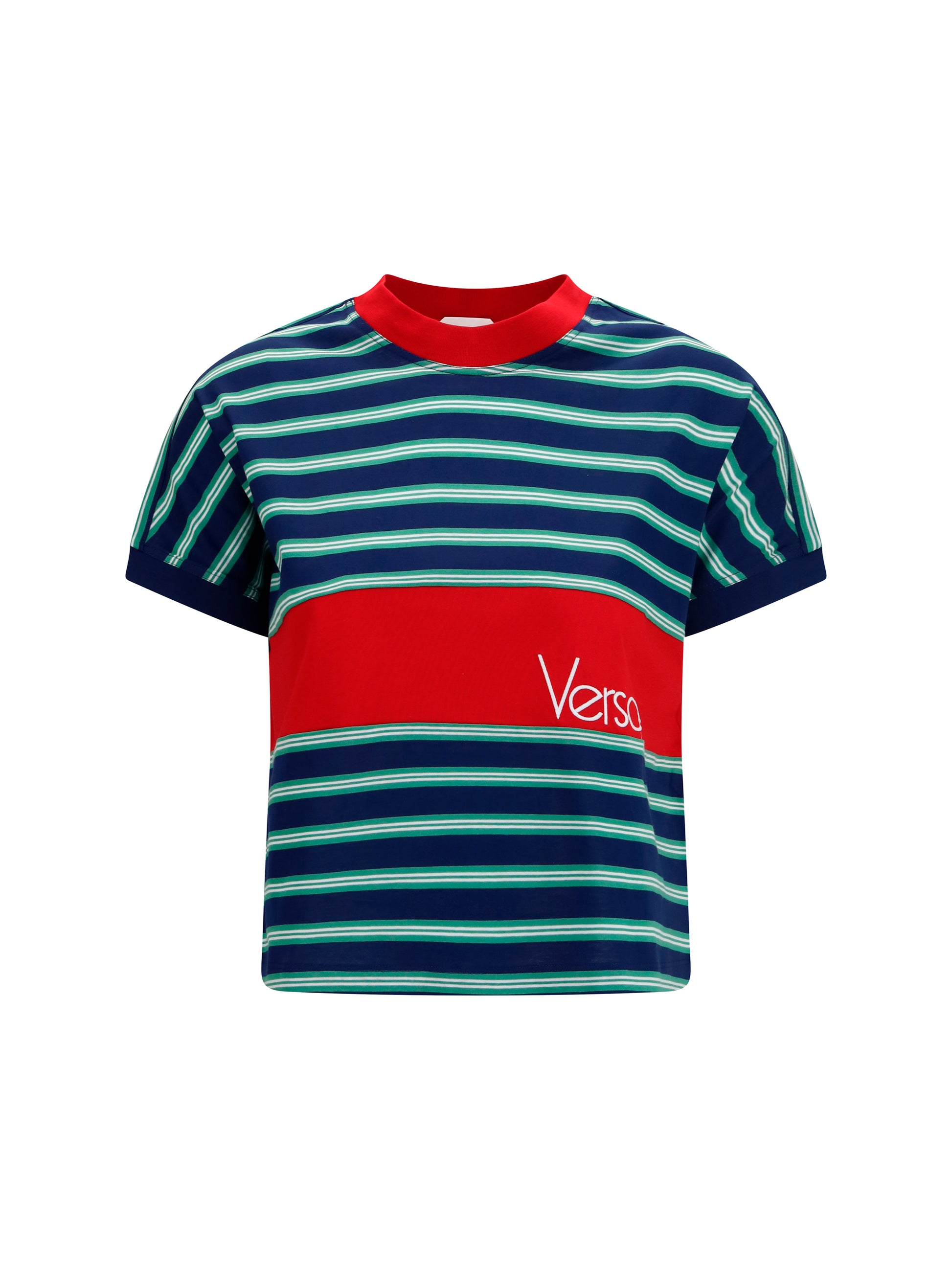 Versace Women Striped Cotton T-Shirt VERSACE