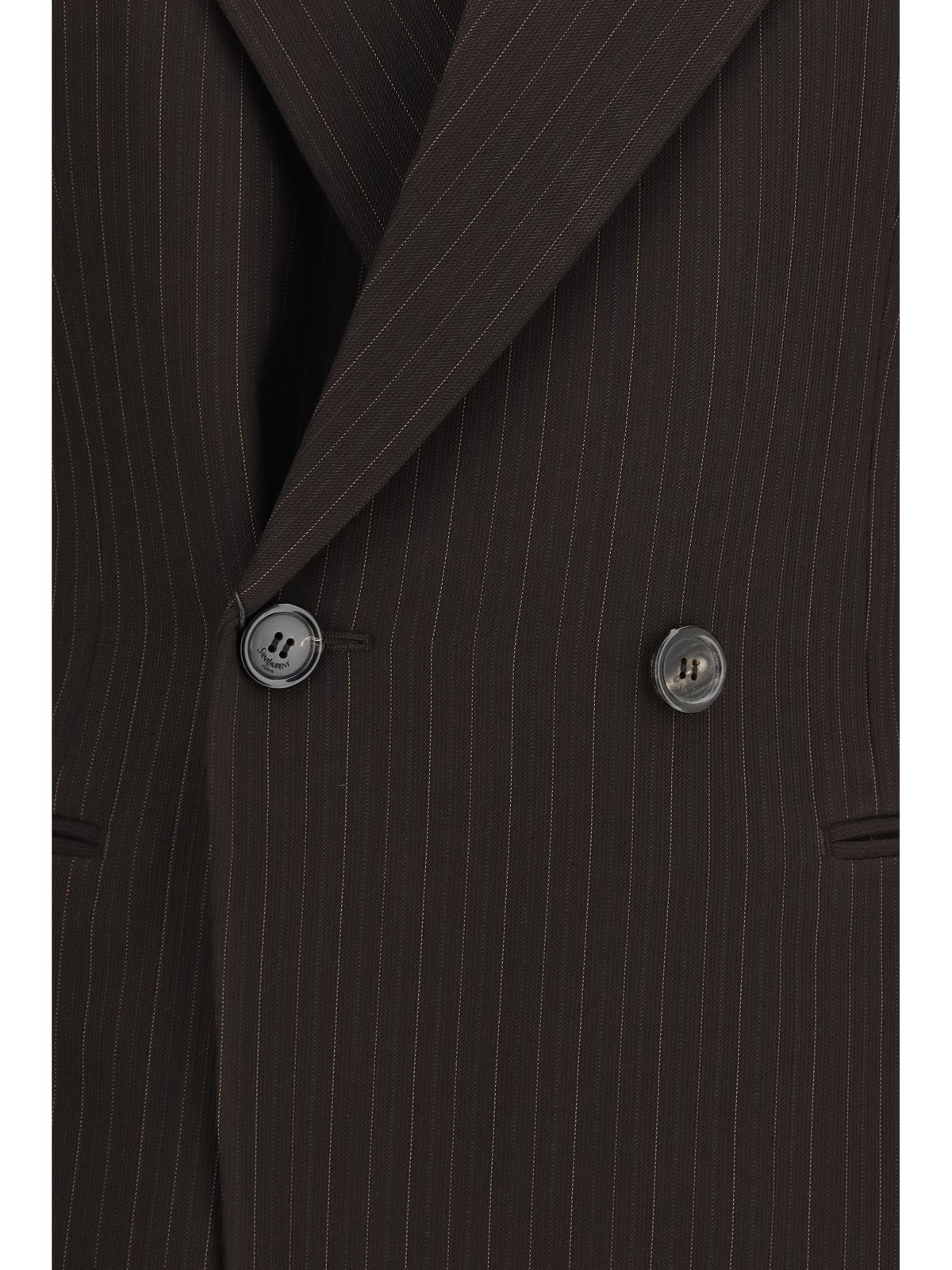 Saint Laurent Women Double-Breasted Pinstripe Mélange Wool Jacket SAINT LAURENT