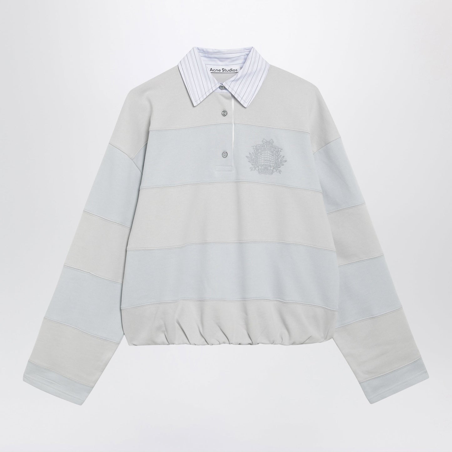 Acne Studios Light Blue/Gray Striped Polo Sweatshirt Women ACNE STUDIOS