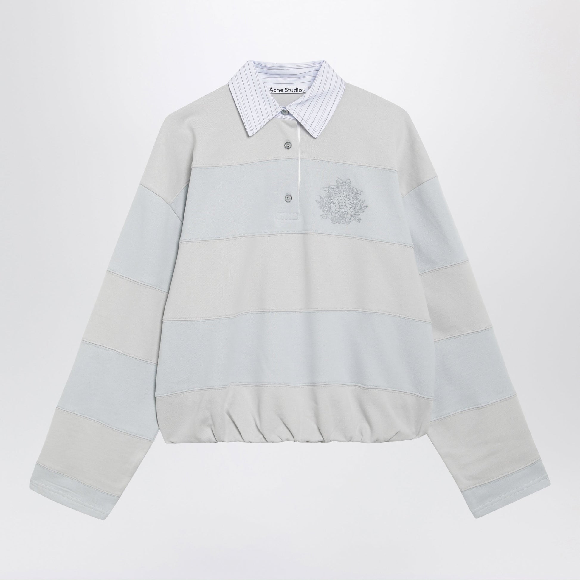 Acne Studios Light Blue/Gray Striped Polo Sweatshirt Women ACNE STUDIOS