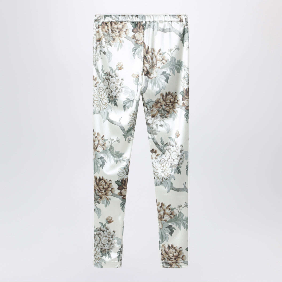 Acne Studios Beige Floral Print Fitted Trousers In Glossy Stretch Jersey Women ACNE STUDIOS