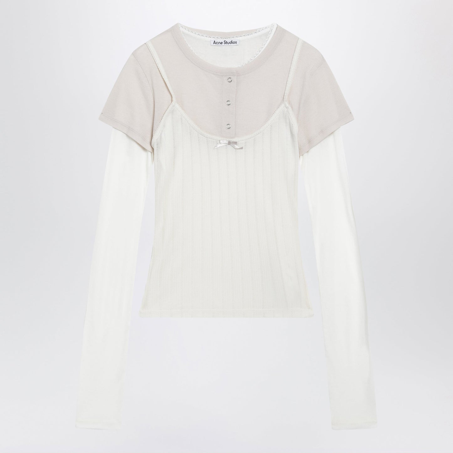 Acne Studios Layered Jersey Shirt With Bow White/Off White Women ACNE STUDIOS