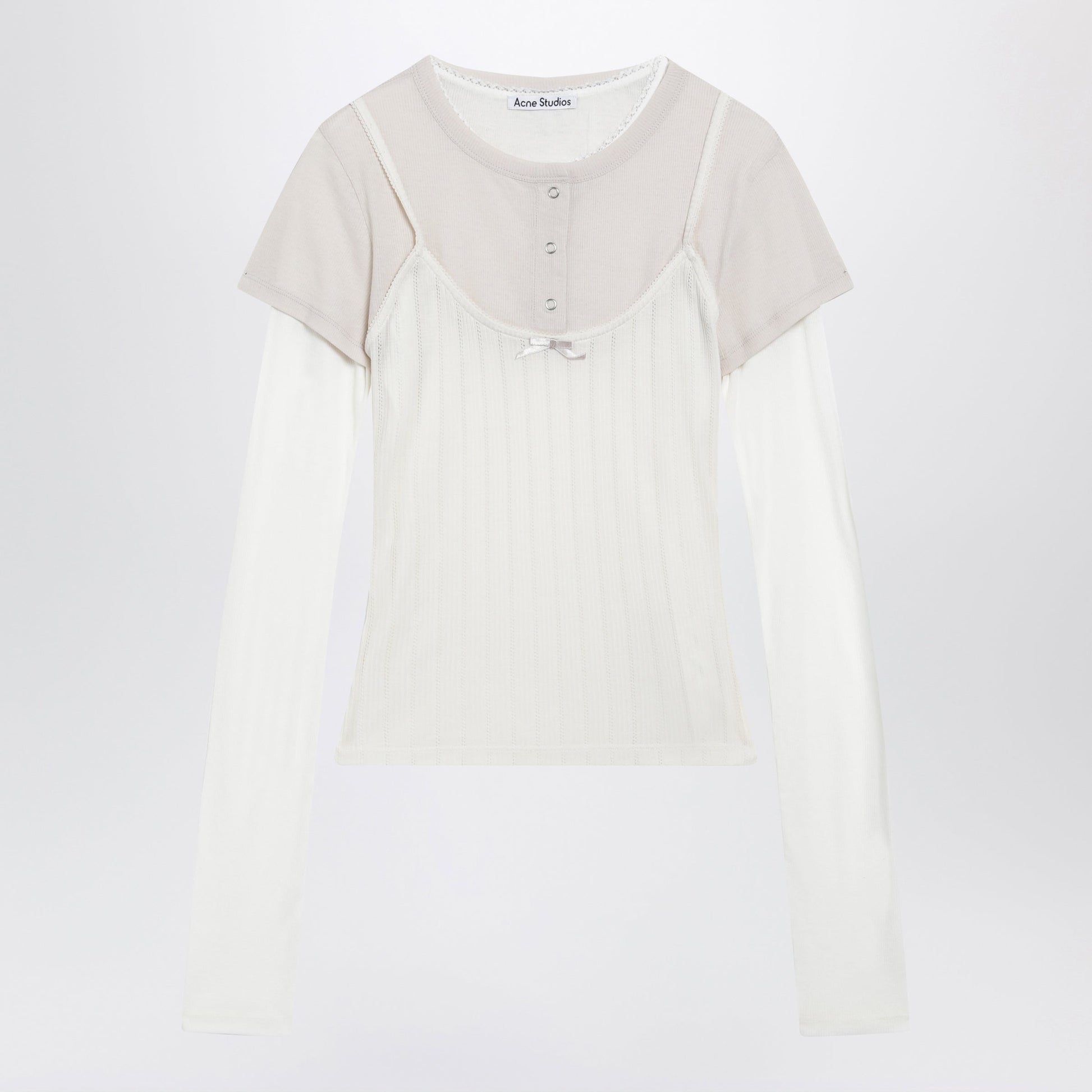 Acne Studios Layered Jersey Shirt With Bow White/Off White Women ACNE STUDIOS