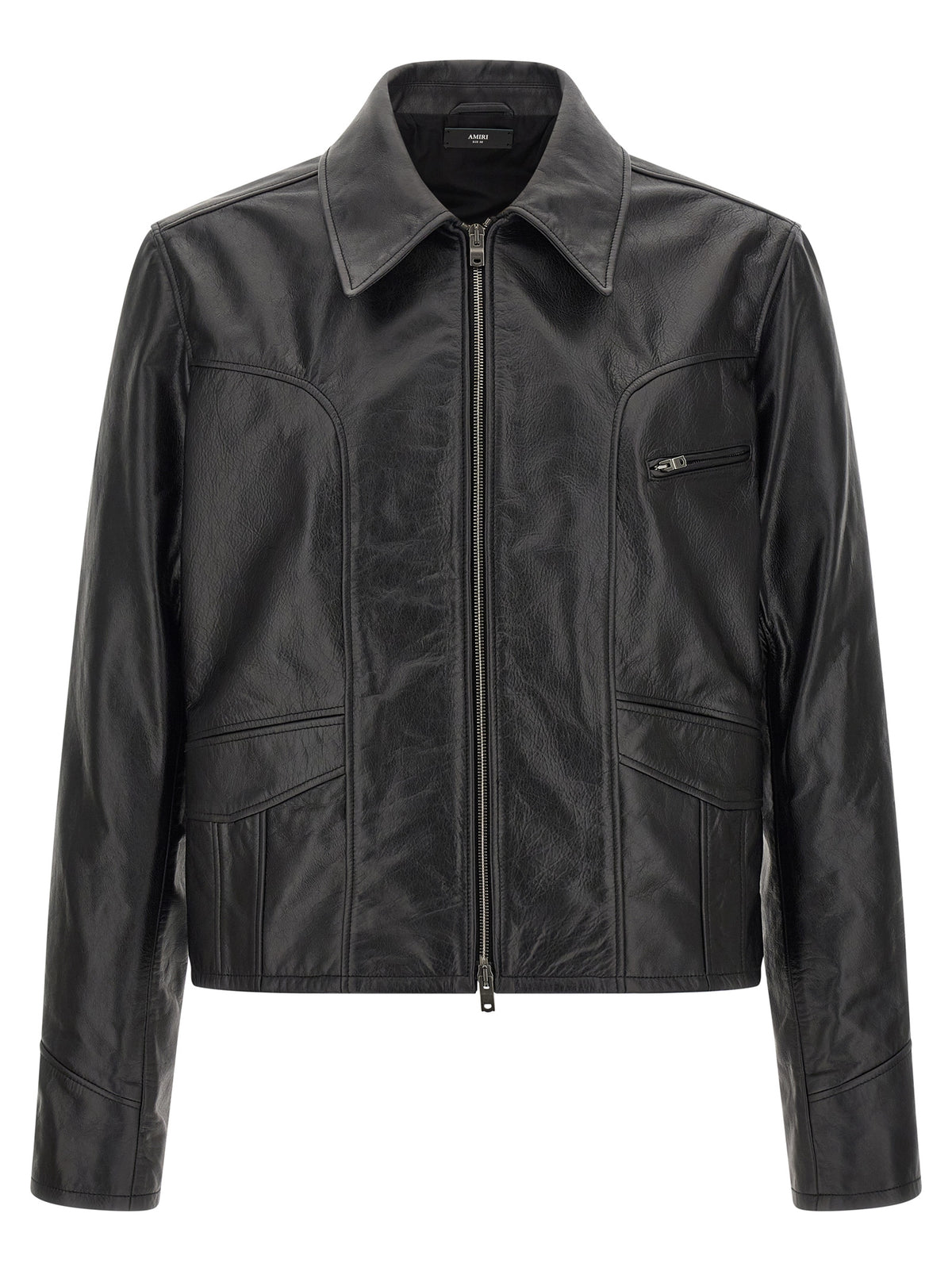 Amiri Men Leather Jacket With Zip AMIRI