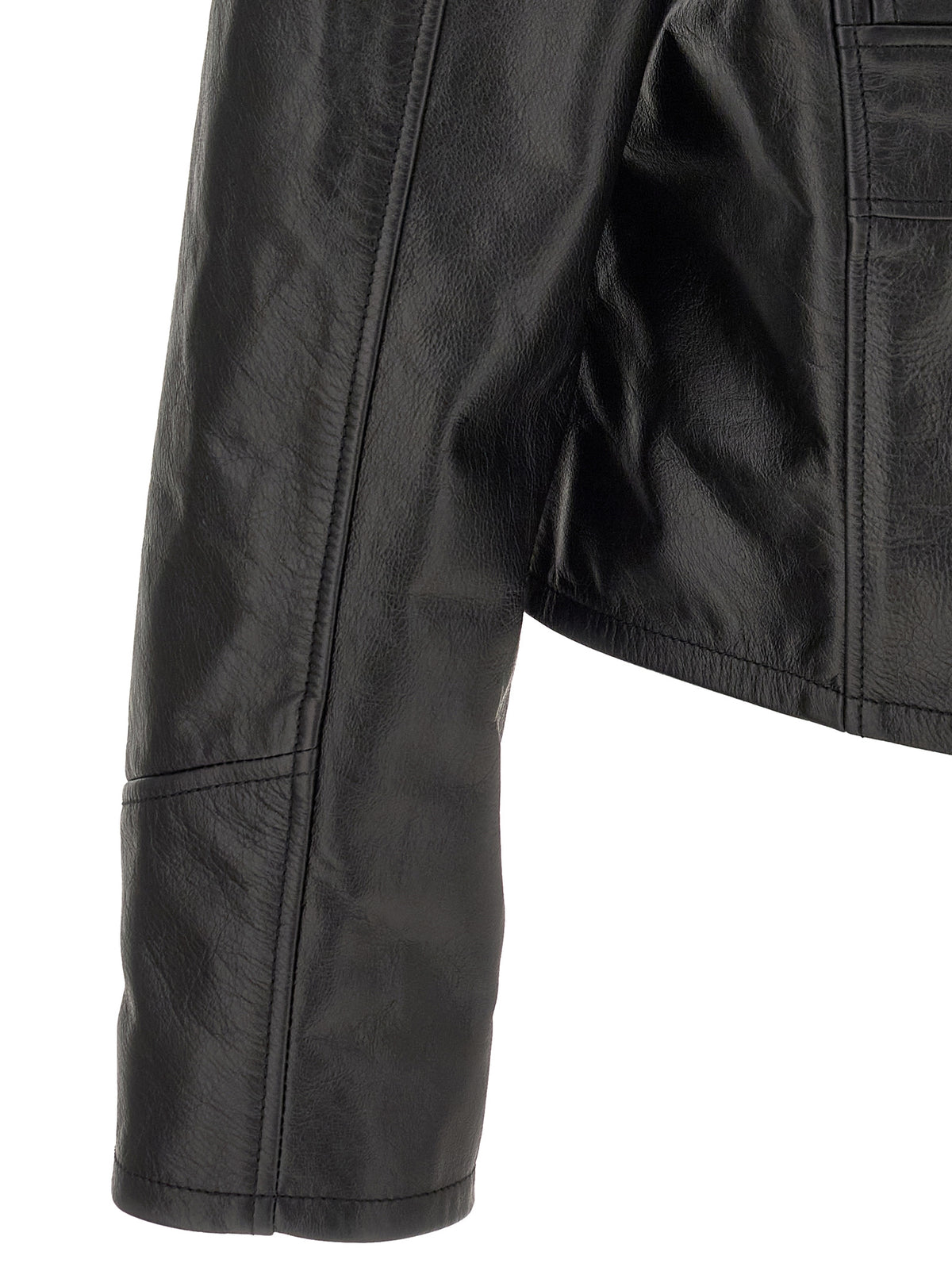 Amiri Men Leather Jacket With Zip AMIRI