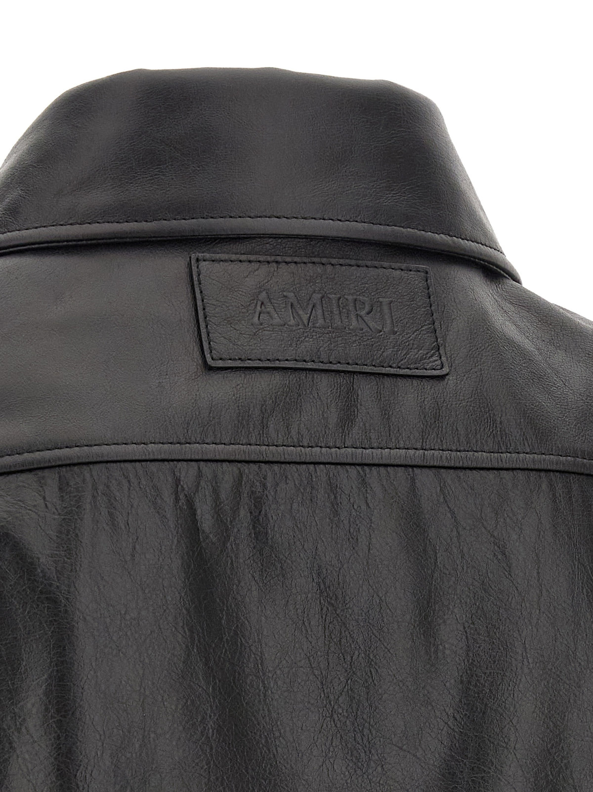 Amiri Men Leather Jacket With Zip AMIRI