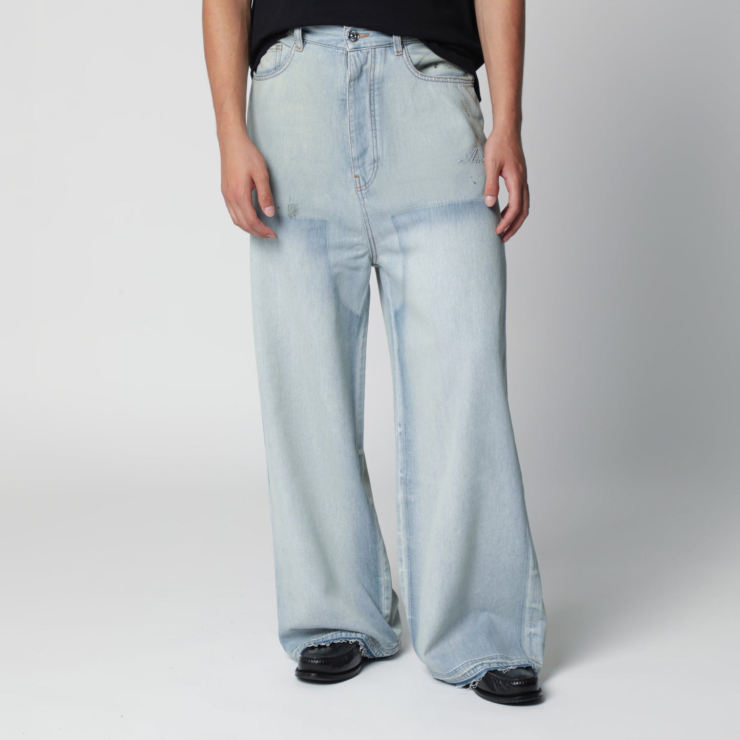 Amiri Light Blue Washed Wide-Leg Jeans Men AMIRI