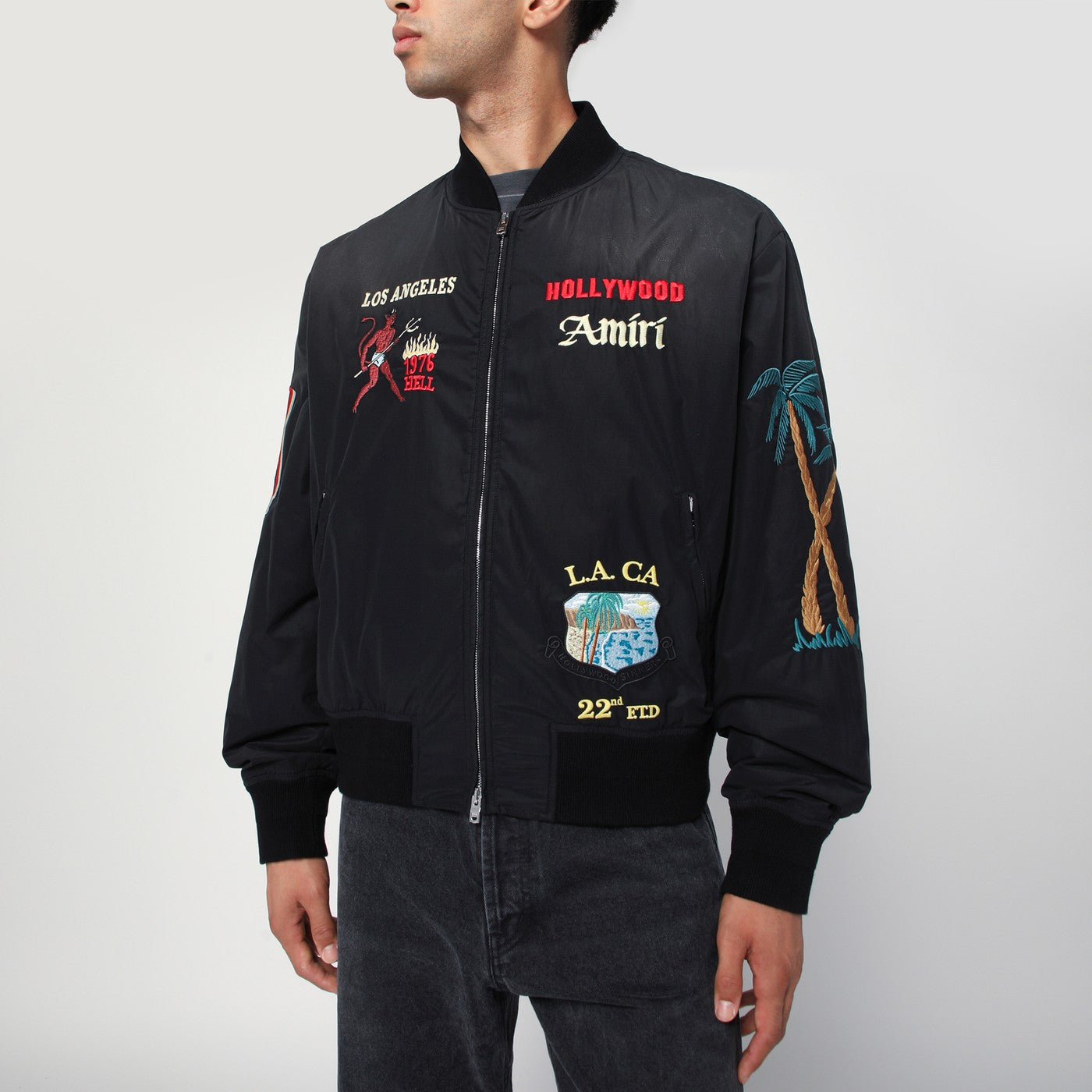 Amiri Black Cotton And Nylon Bomber Jacket Men AMIRI