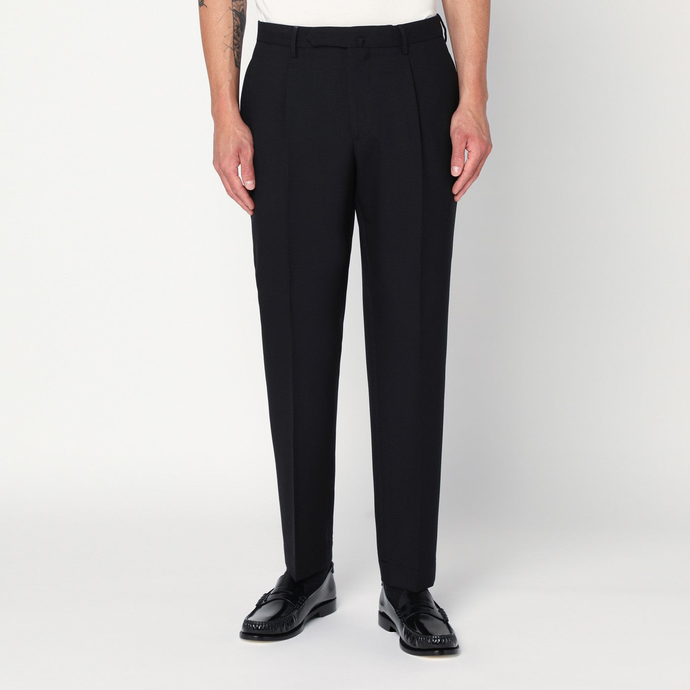 Santaniello Black Wool Pants Men Santaniello