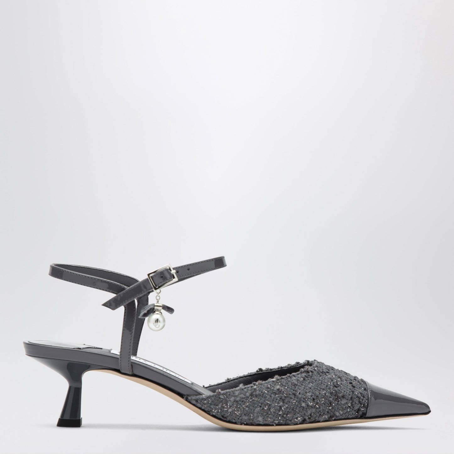 Jimmy Choo Aren Graphite Leather And Fabric Slingbacks Women JIMMY CHOO