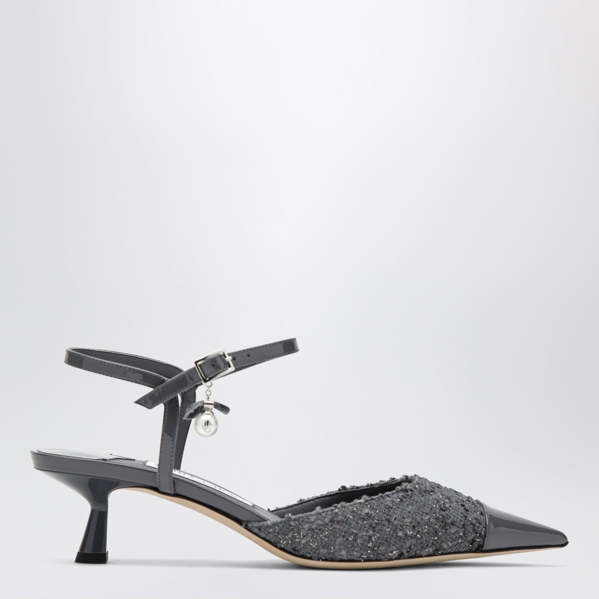 Jimmy Choo Aren Graphite Leather And Fabric Slingbacks Women JIMMY CHOO