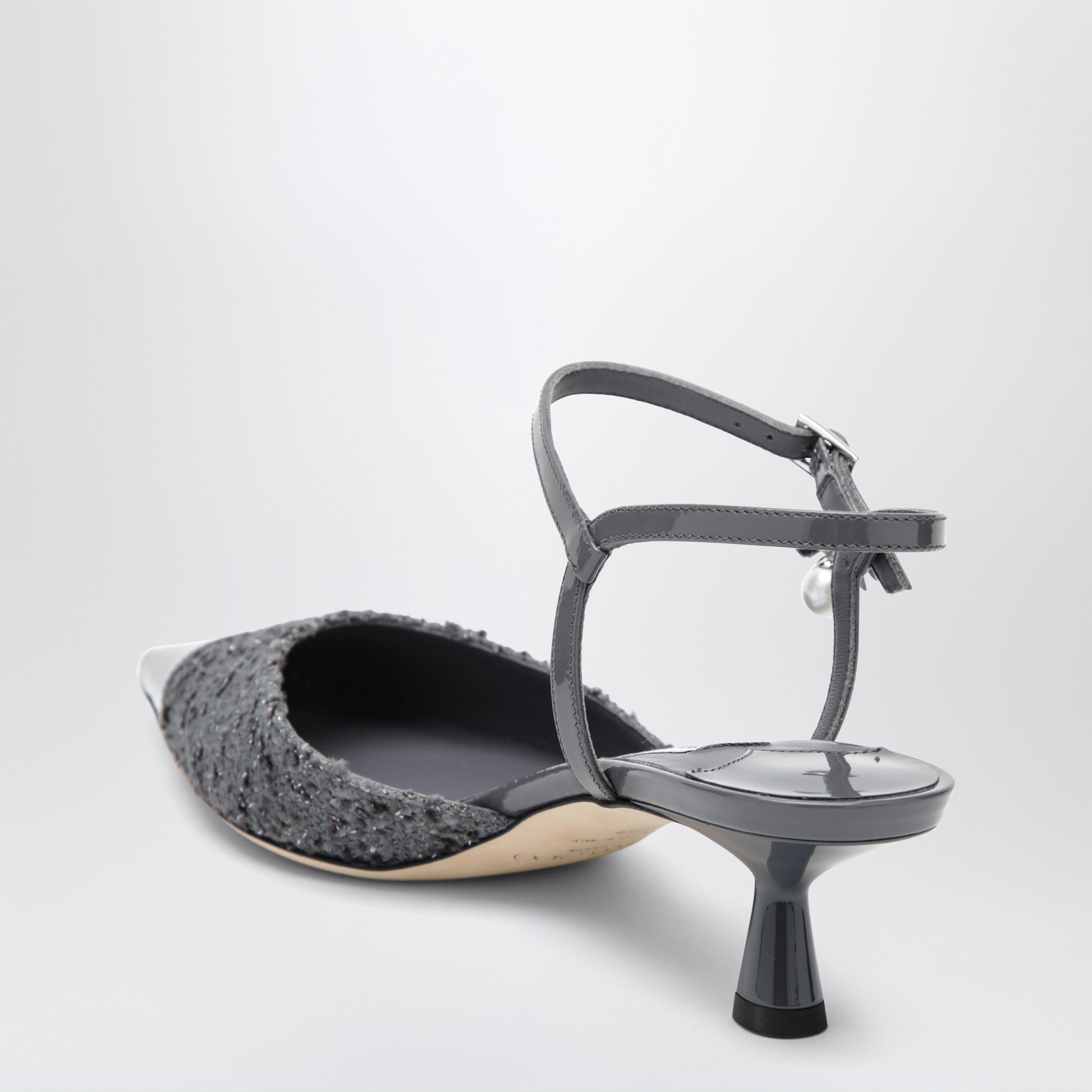 Jimmy Choo Aren Graphite Leather And Fabric Slingbacks Women JIMMY CHOO