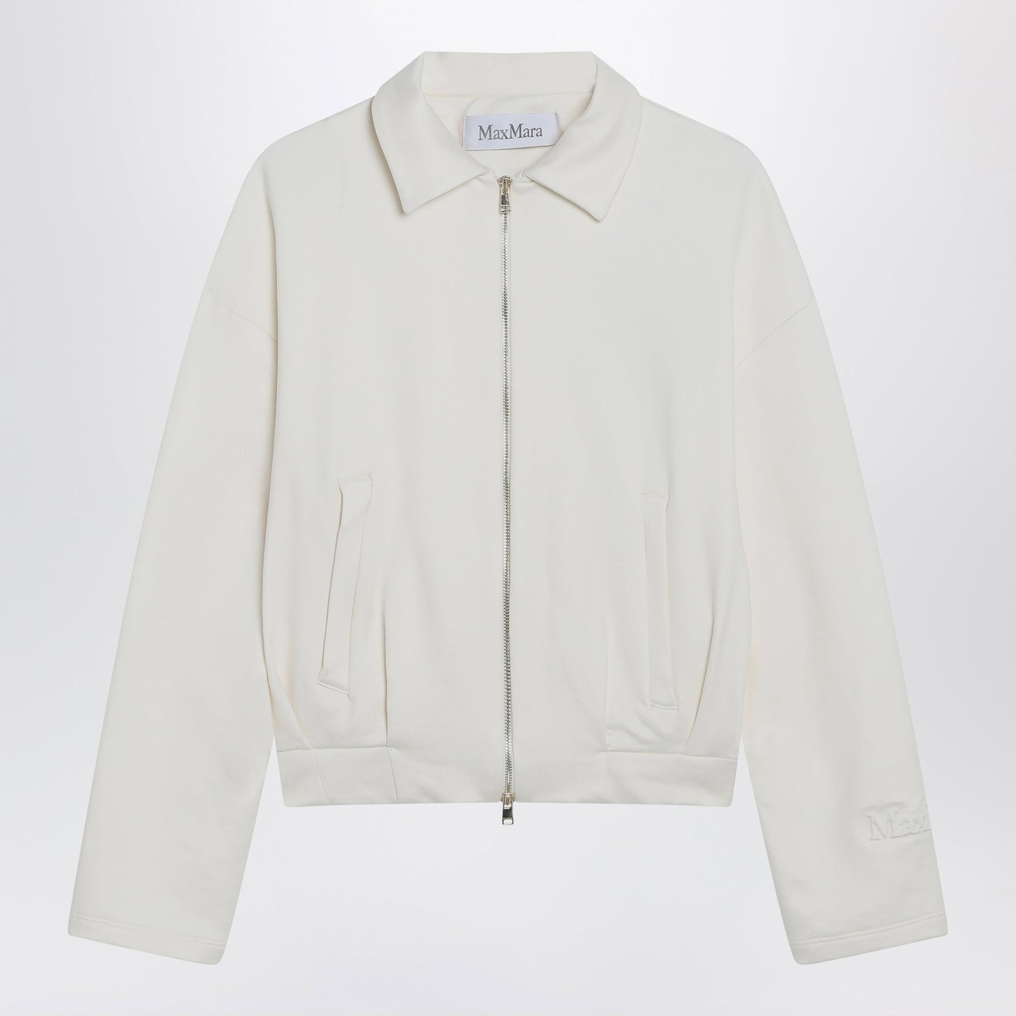 Max Mara White Cropped Sweatshirt In Silk Blend Women MAX MARA