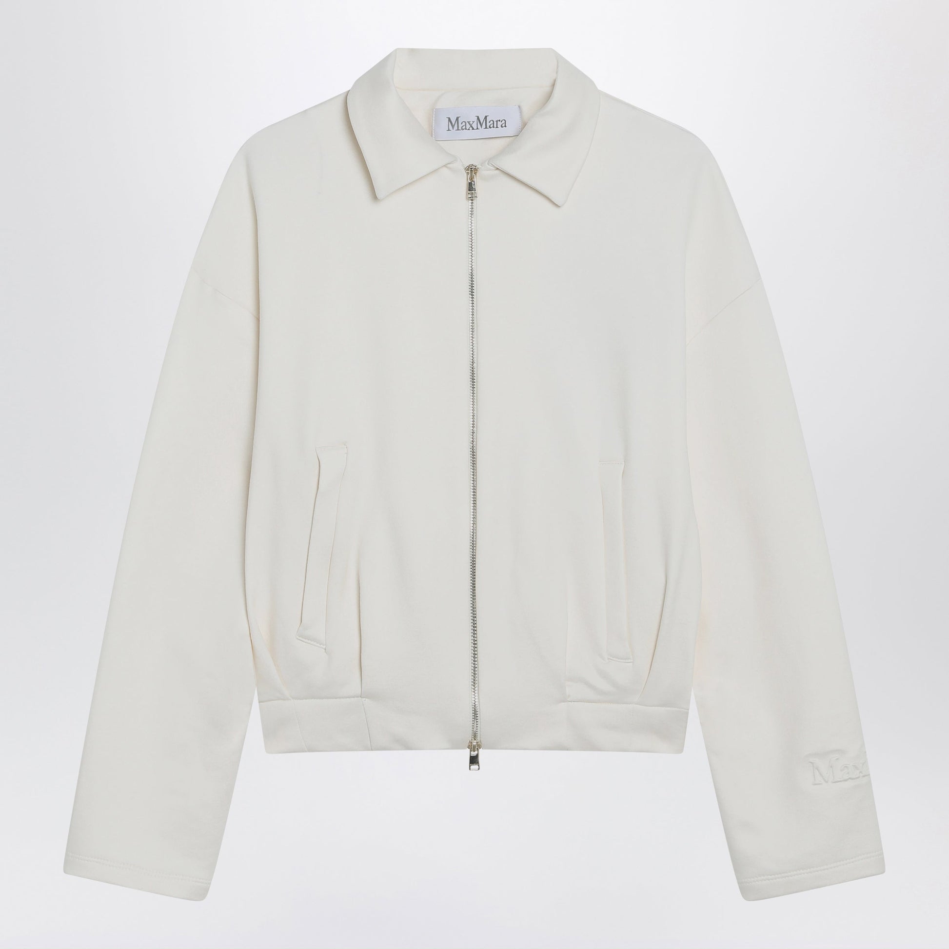 Max Mara White Cropped Sweatshirt In Silk Blend Women MAX MARA