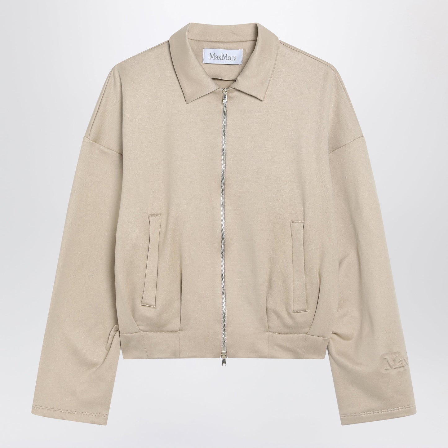 Max Mara Beige Cropped Sweatshirt In Silk Blend Women MAX MARA