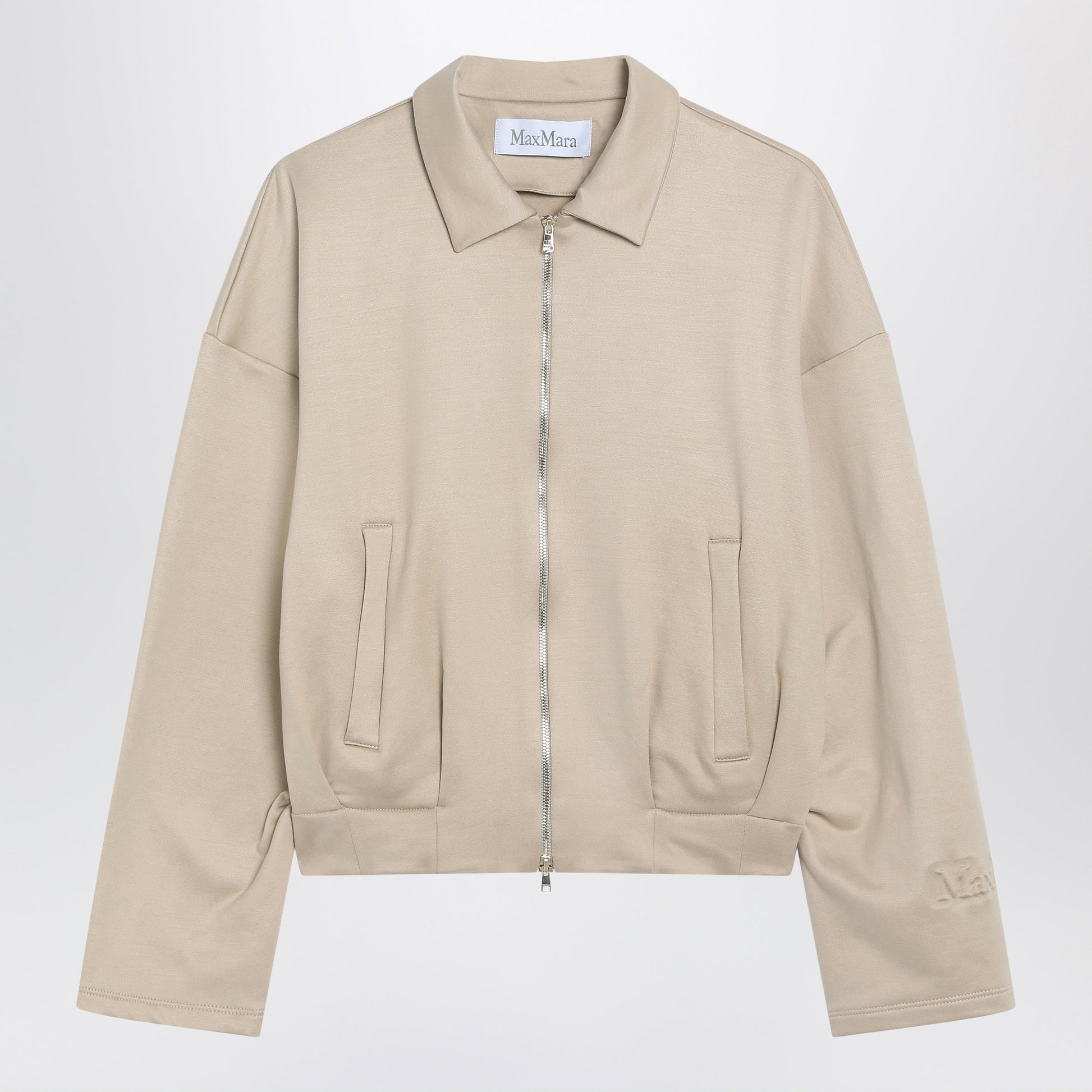 Max Mara Beige Cropped Sweatshirt In Silk Blend Women MAX MARA