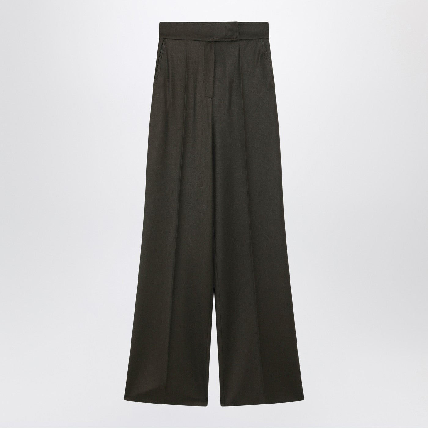 Max Mara Moss Green Wide-Leg Wool Trousers Women MAX MARA