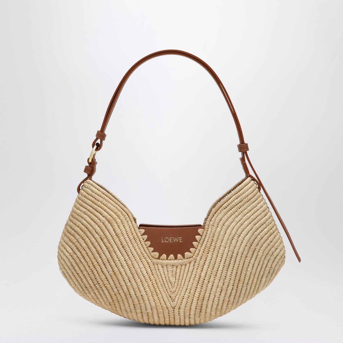 Loewe Medium Swing Bag In Natural Raffia And Calf Leather Women LOEWE