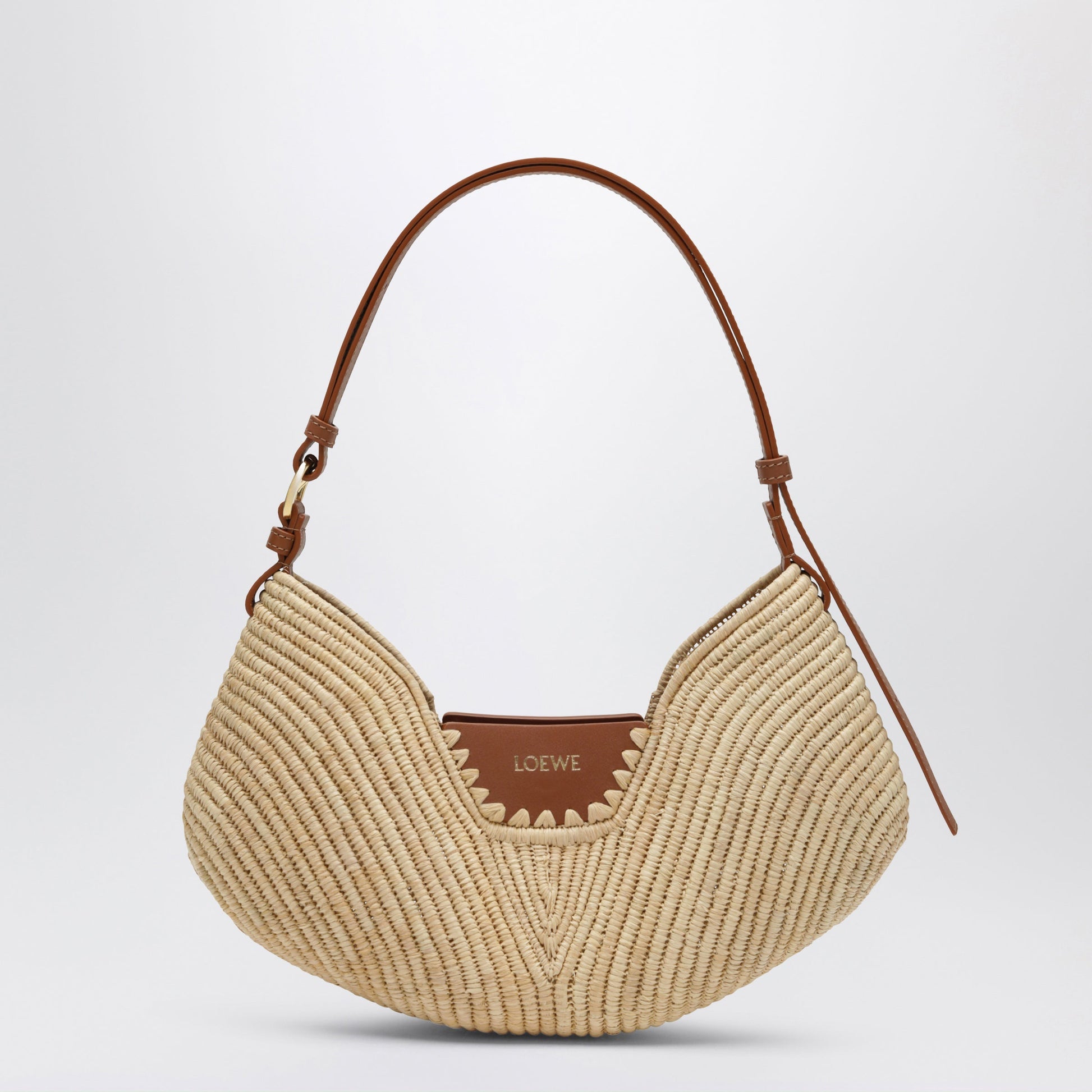 Loewe Medium Swing Bag In Natural Raffia And Calf Leather Women LOEWE