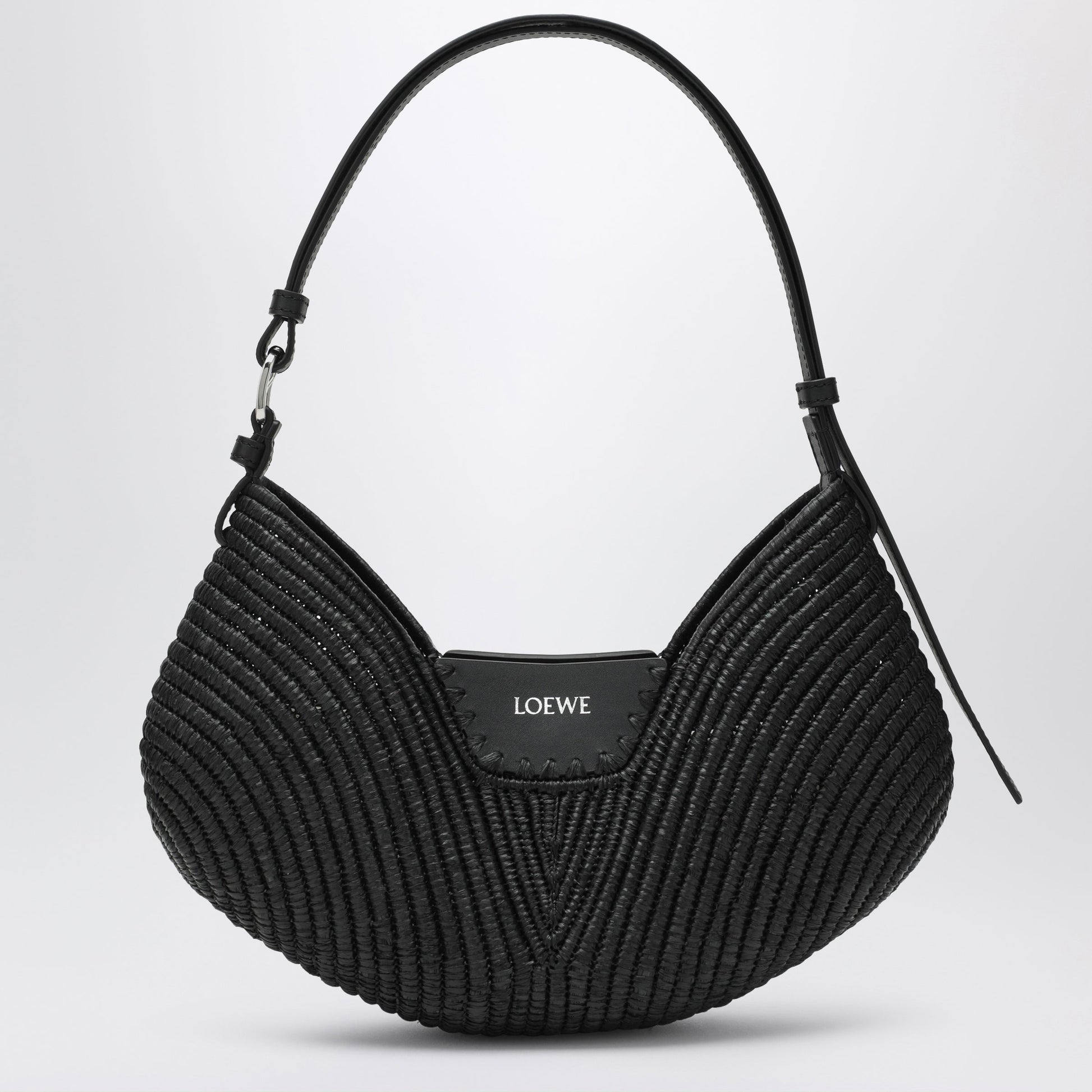 Loewe Medium Loewe Swing Bag In Raffia And Black Leather Women LOEWE
