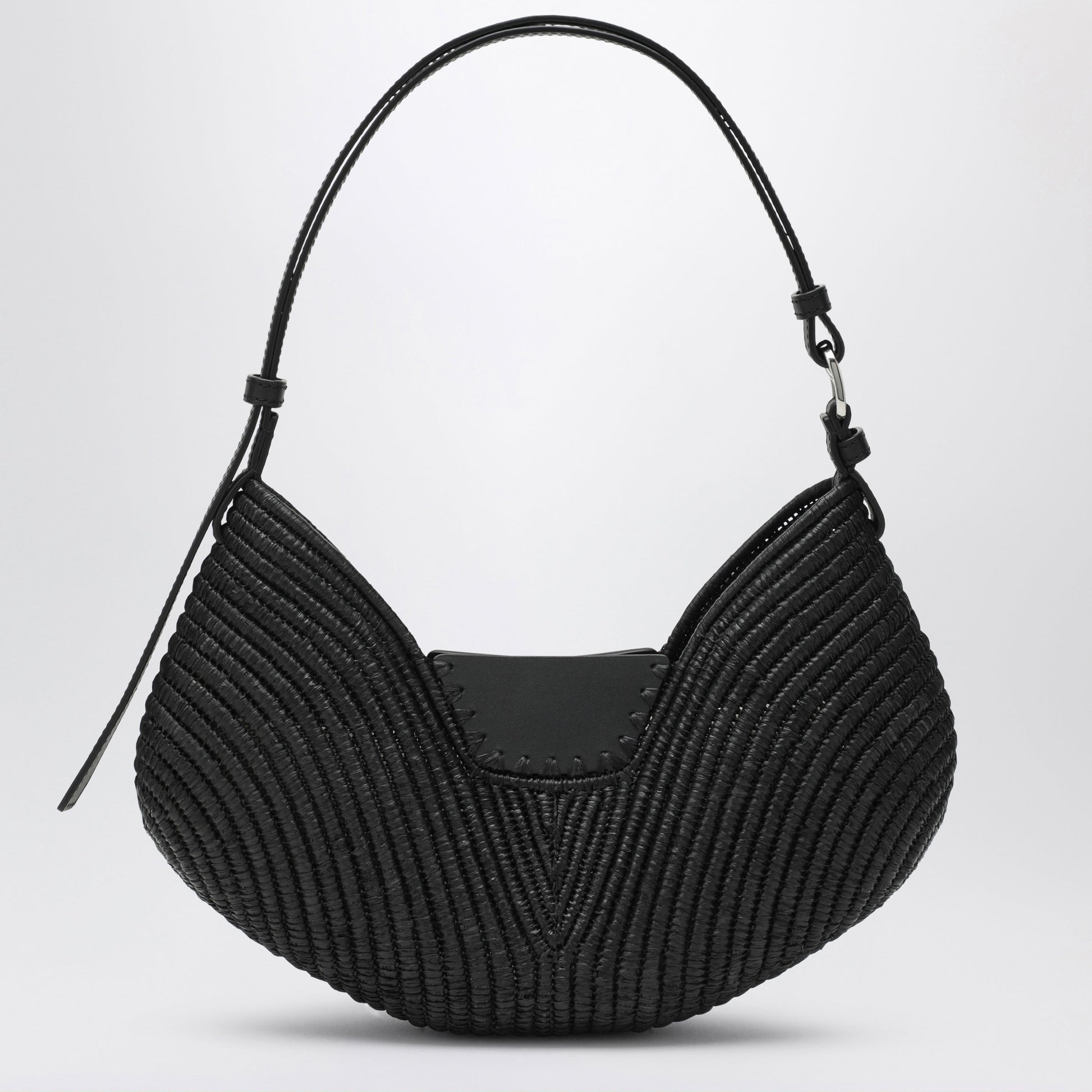 Loewe Medium Loewe Swing Bag In Raffia And Black Leather Women LOEWE