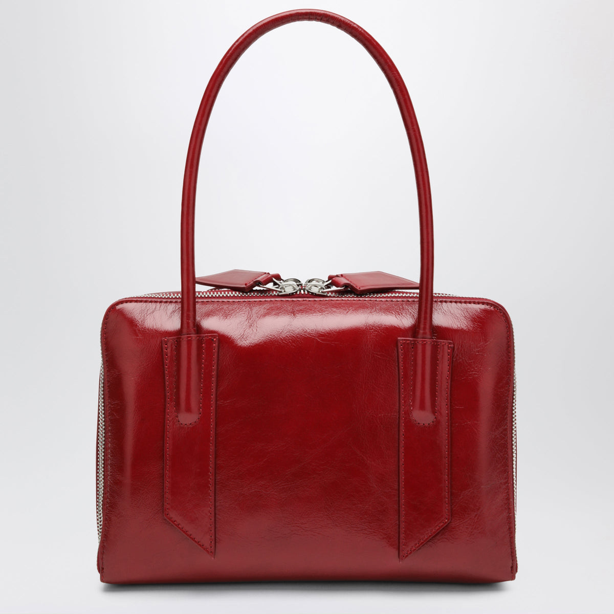 The Attico Red Crackled Patent Leather Lâ€ Altra Di Milano Shoulder Bag Women THE ATTICO