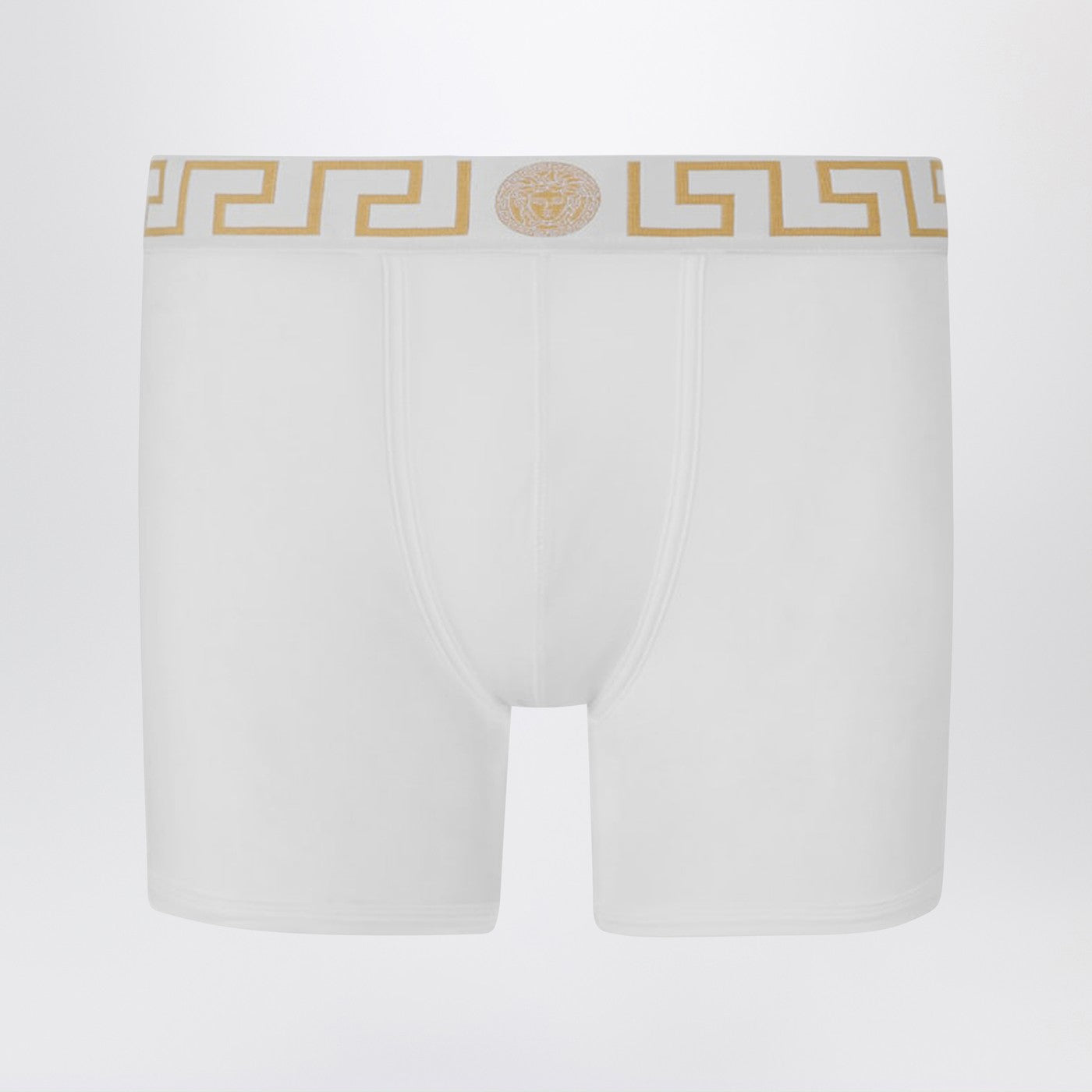 Versace White Fitted Boxers With Greca Waistband Men VERSACE
