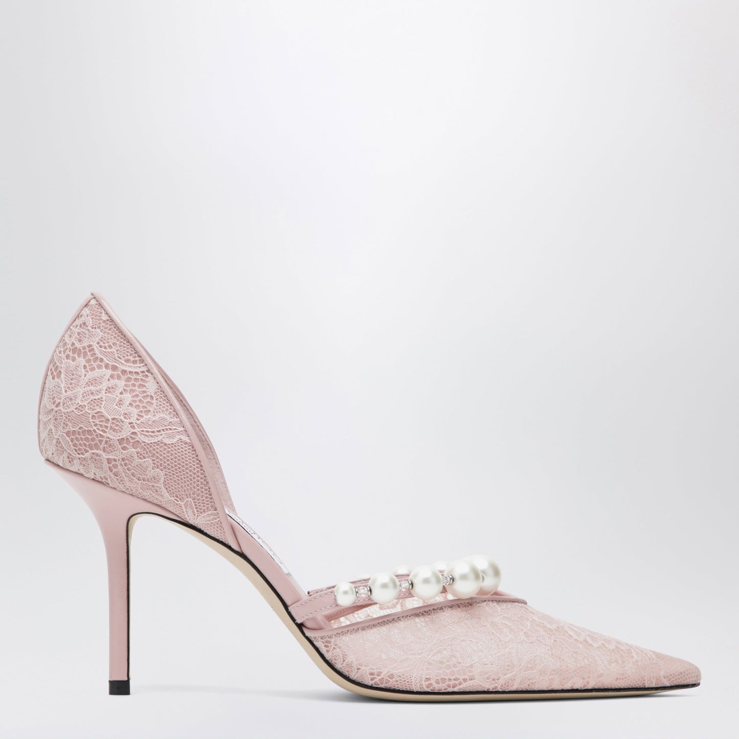 Jimmy Choo Pink Lace Decollete With Pearl Decoration Women JIMMY CHOO