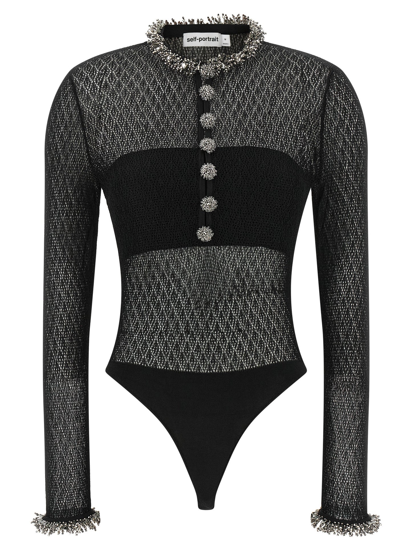 Self Portrait Women Openwork Knitted Bodysuit SELF-PORTRAIT