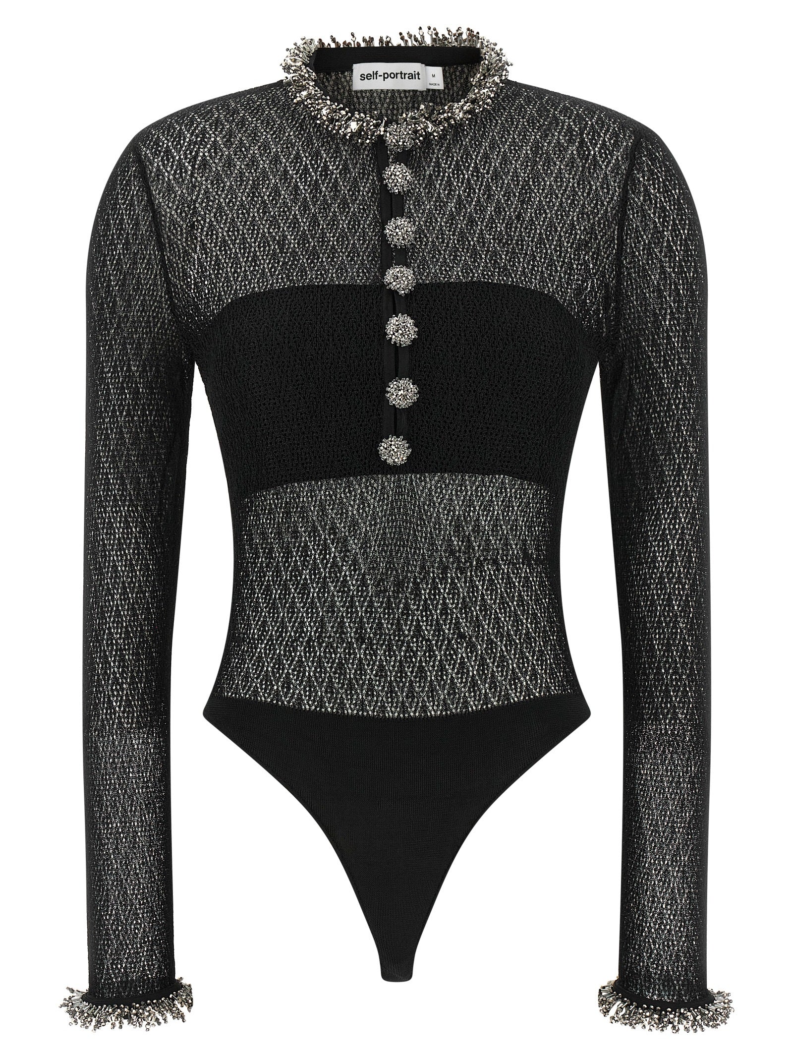 Self Portrait Women Openwork Knitted Bodysuit SELF-PORTRAIT