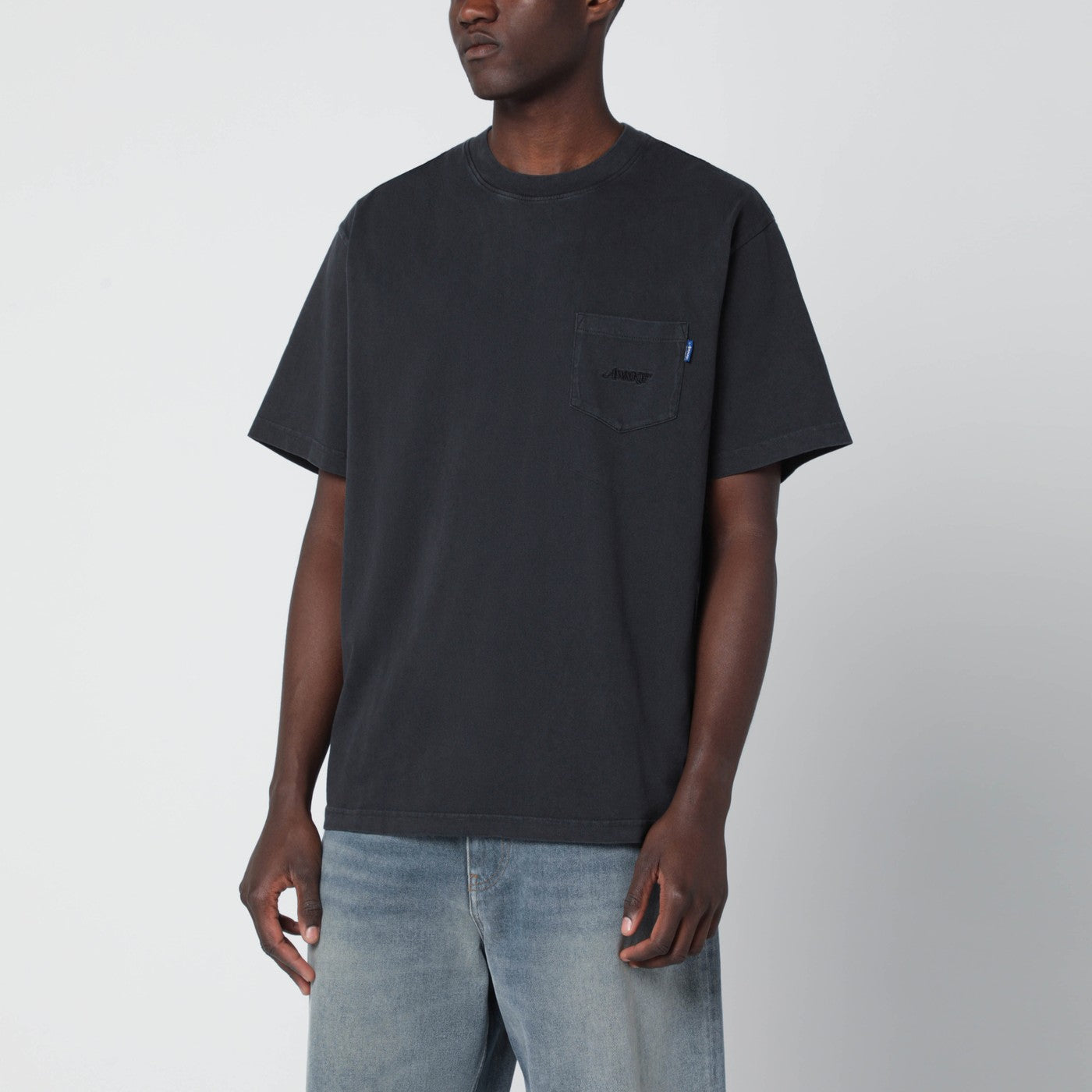 Awake Ny Black Crewneck T-Shirt With Logo Men Awake NY