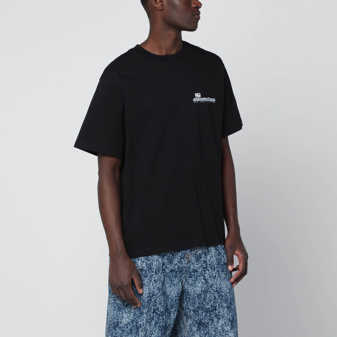 Awake Ny Black Cotton T-Shirt With Logo Men Awake NY