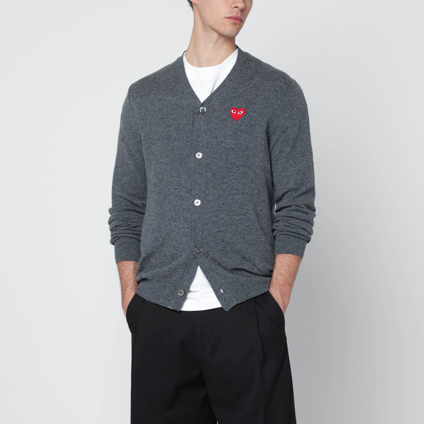 Comme Des Garã§Ons Shirt Grey Wool Cardigan Men COMME DES GARCONS SHIRT