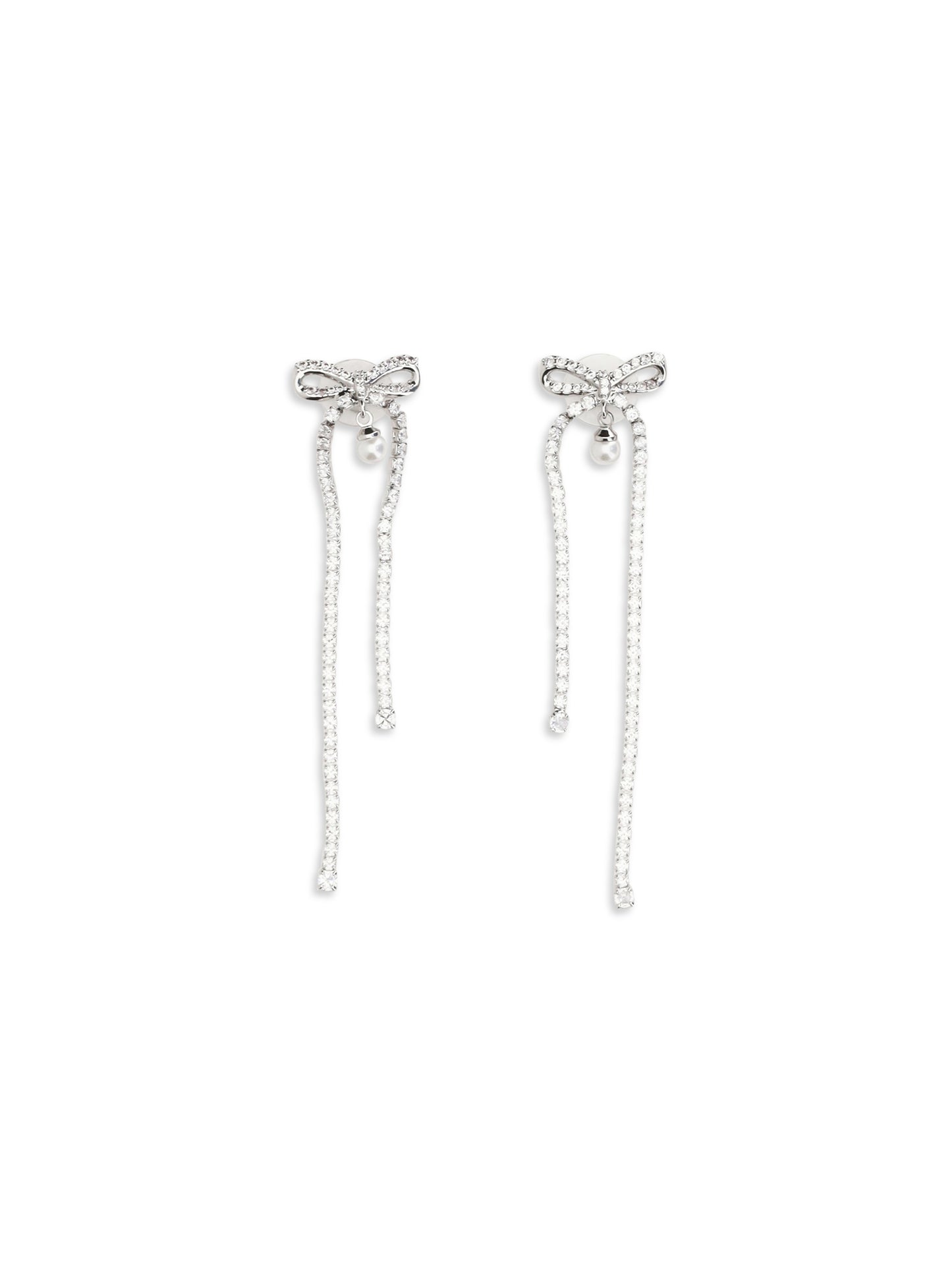 Self-Portrait Women Crystal Bow And Pearl Drop Earrings SELF-PORTRAIT