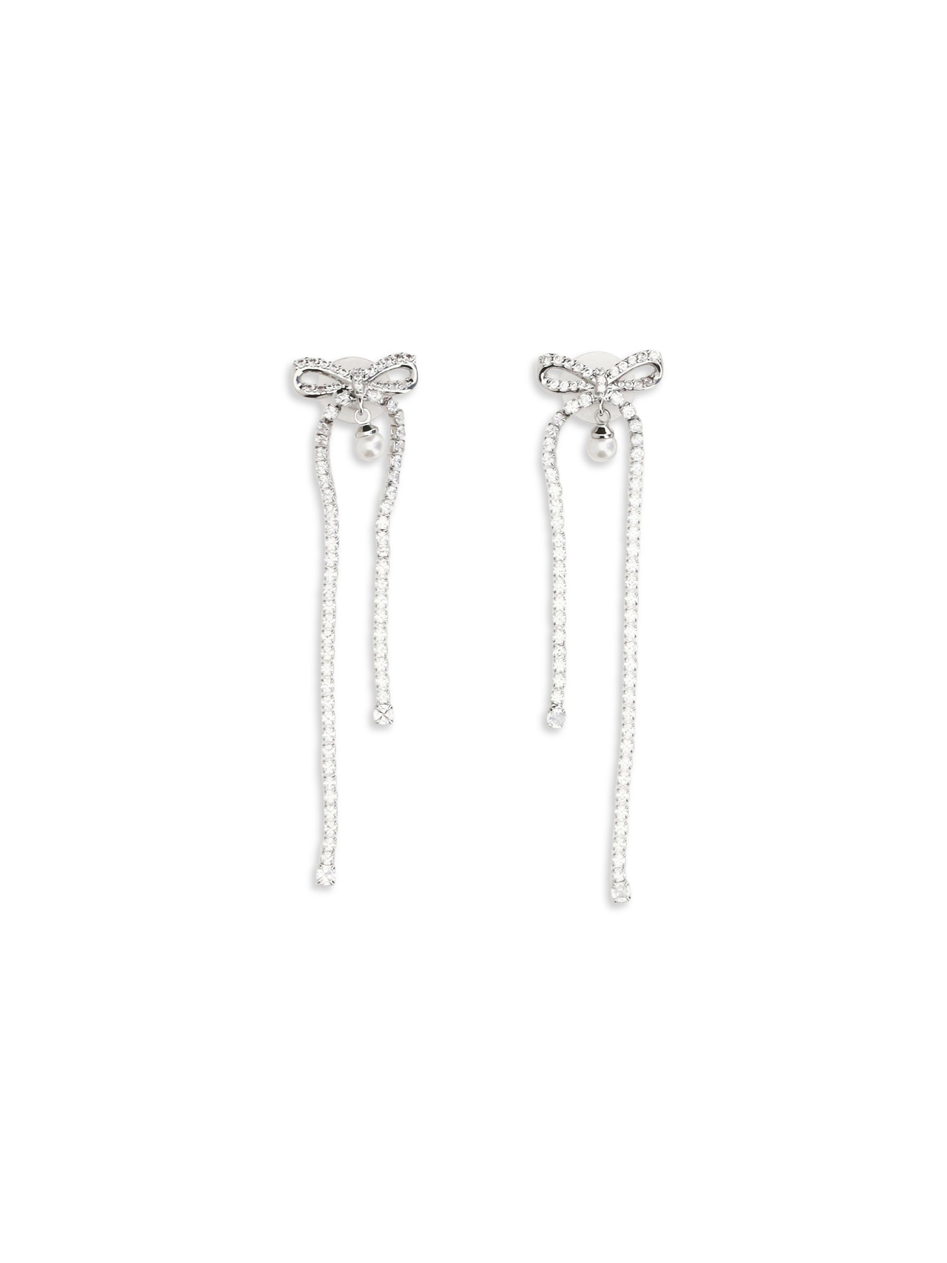 Self-Portrait Women Crystal Bow And Pearl Drop Earrings SELF-PORTRAIT