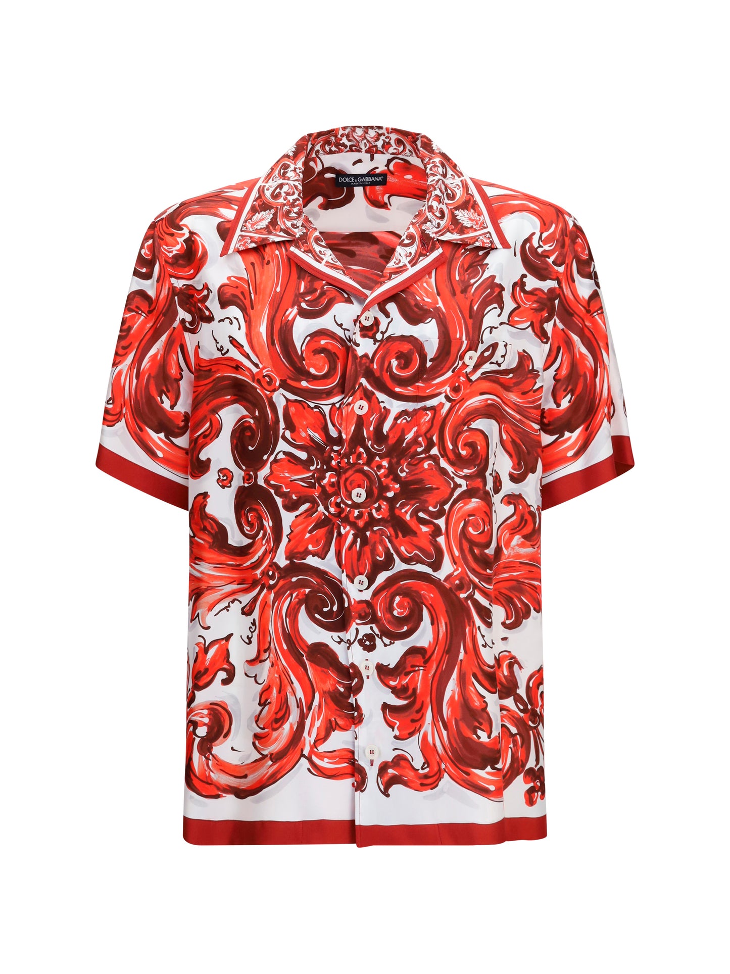 Dolce & Gabbana Men Maiolica Print Hawaii Shirt In Silk Twill DOLCE & GABBANA