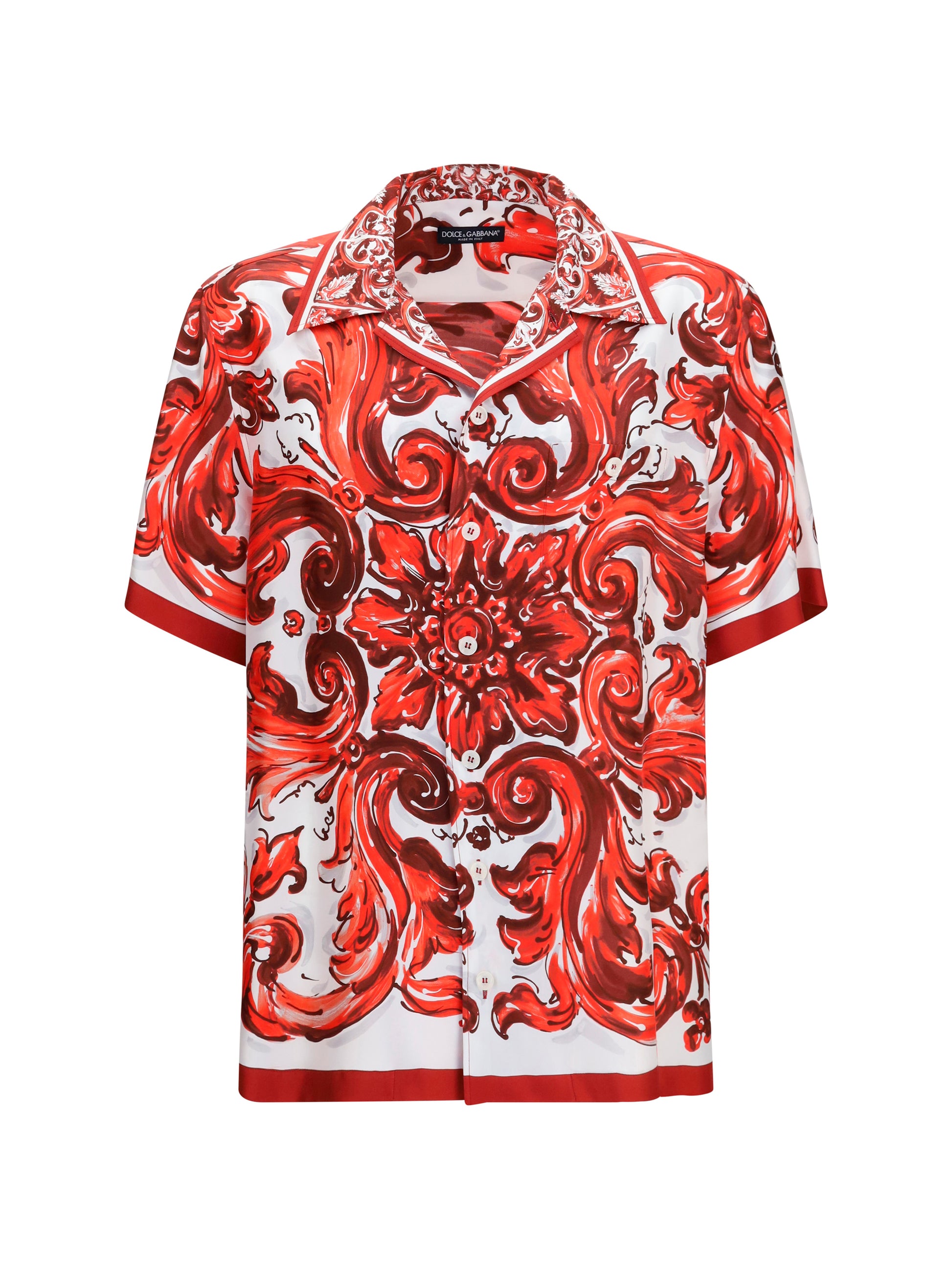 Dolce & Gabbana Men Maiolica Print Hawaii Shirt In Silk Twill DOLCE & GABBANA