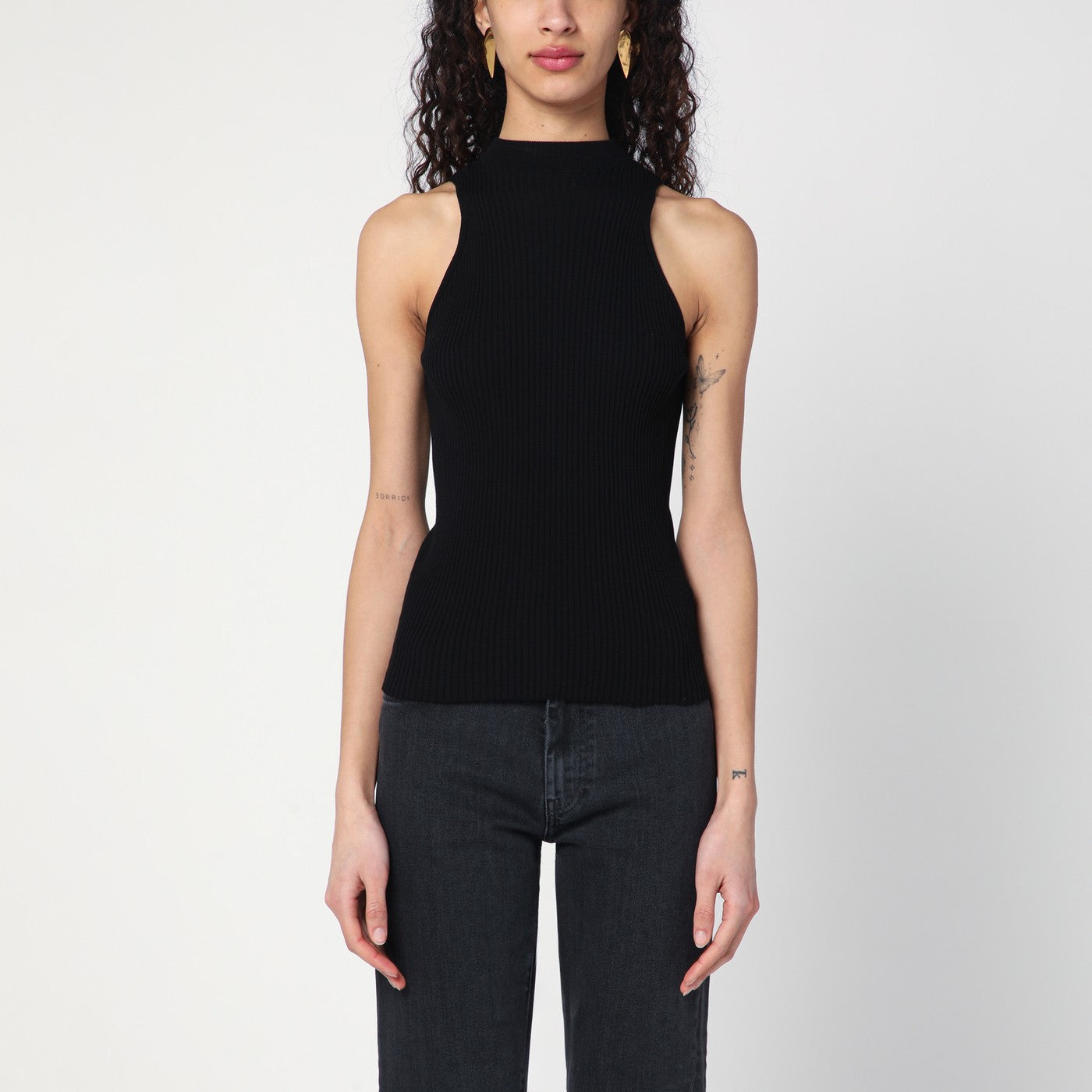 Roberto Collina Black Ribbed Tank Top Women Roberto Collina
