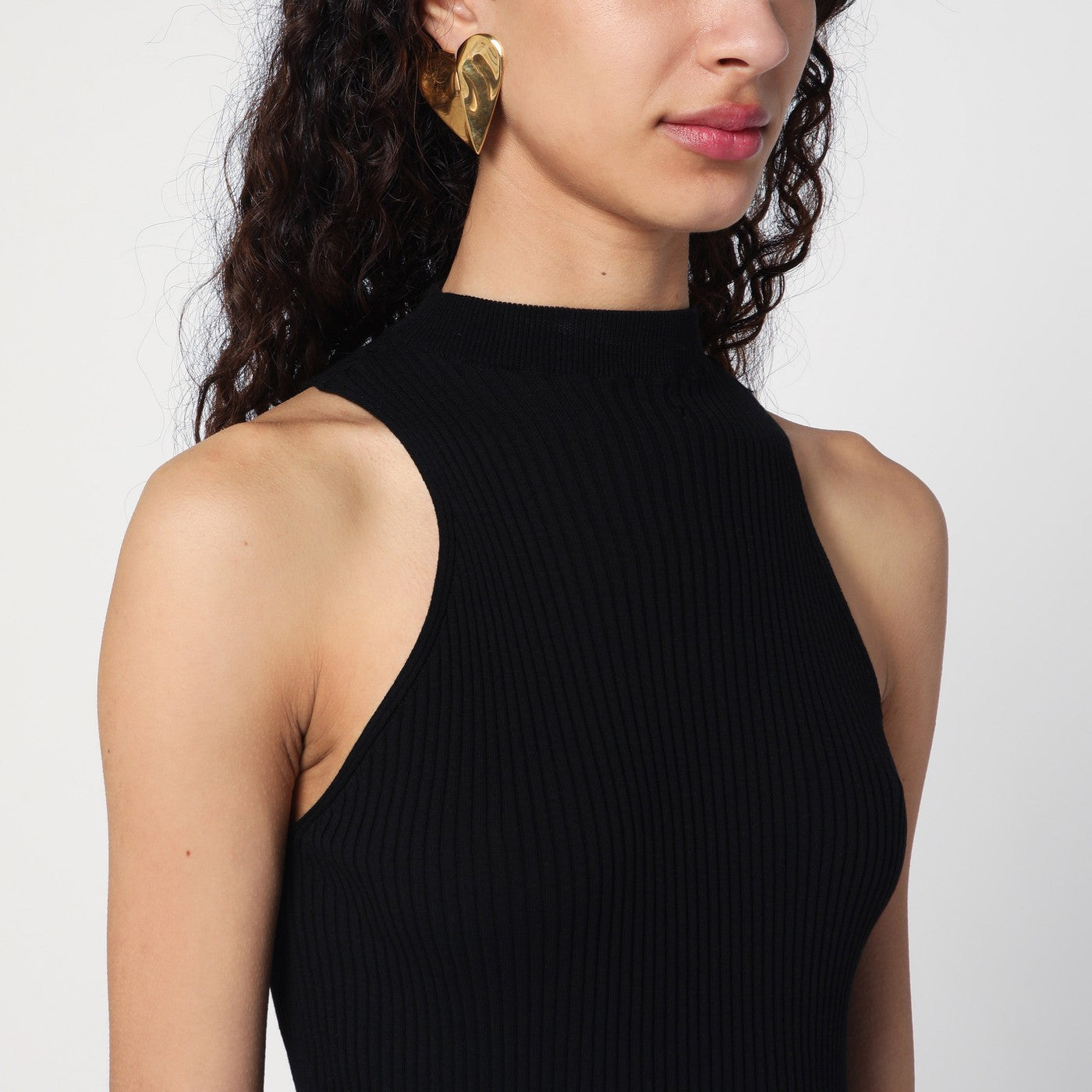 Roberto Collina Black Ribbed Tank Top Women Roberto Collina
