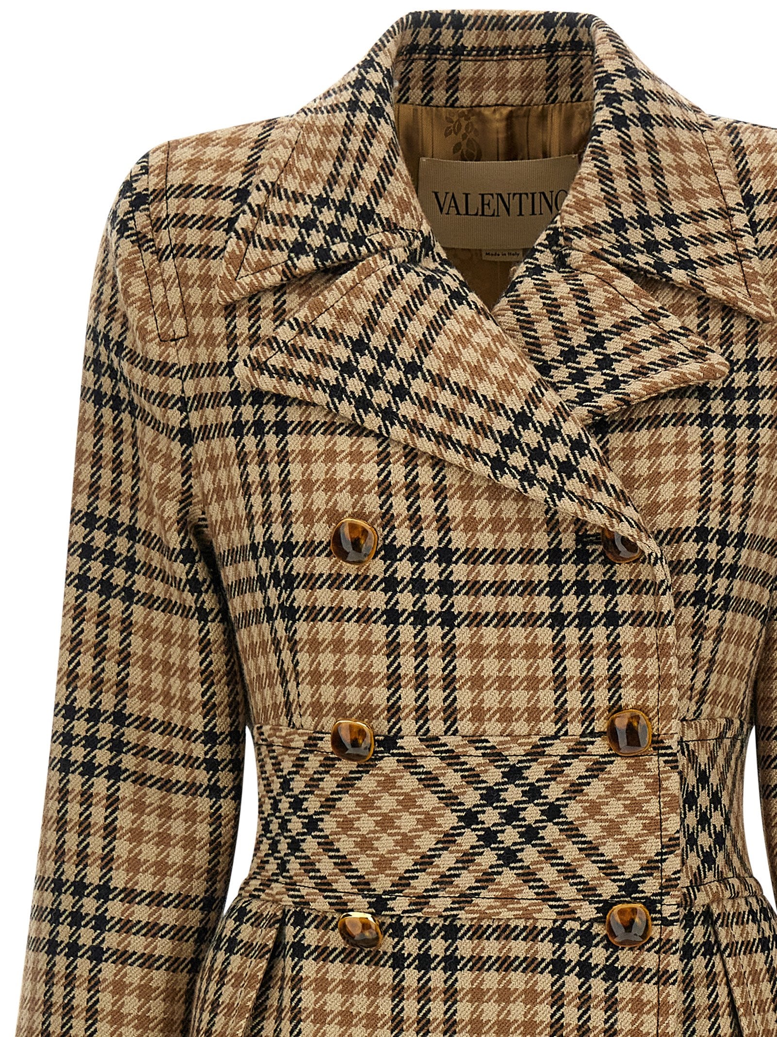 Valentino Garavani Women Valentino Garavani Houndstooth Wool Coat VALENTINO GARAVANI