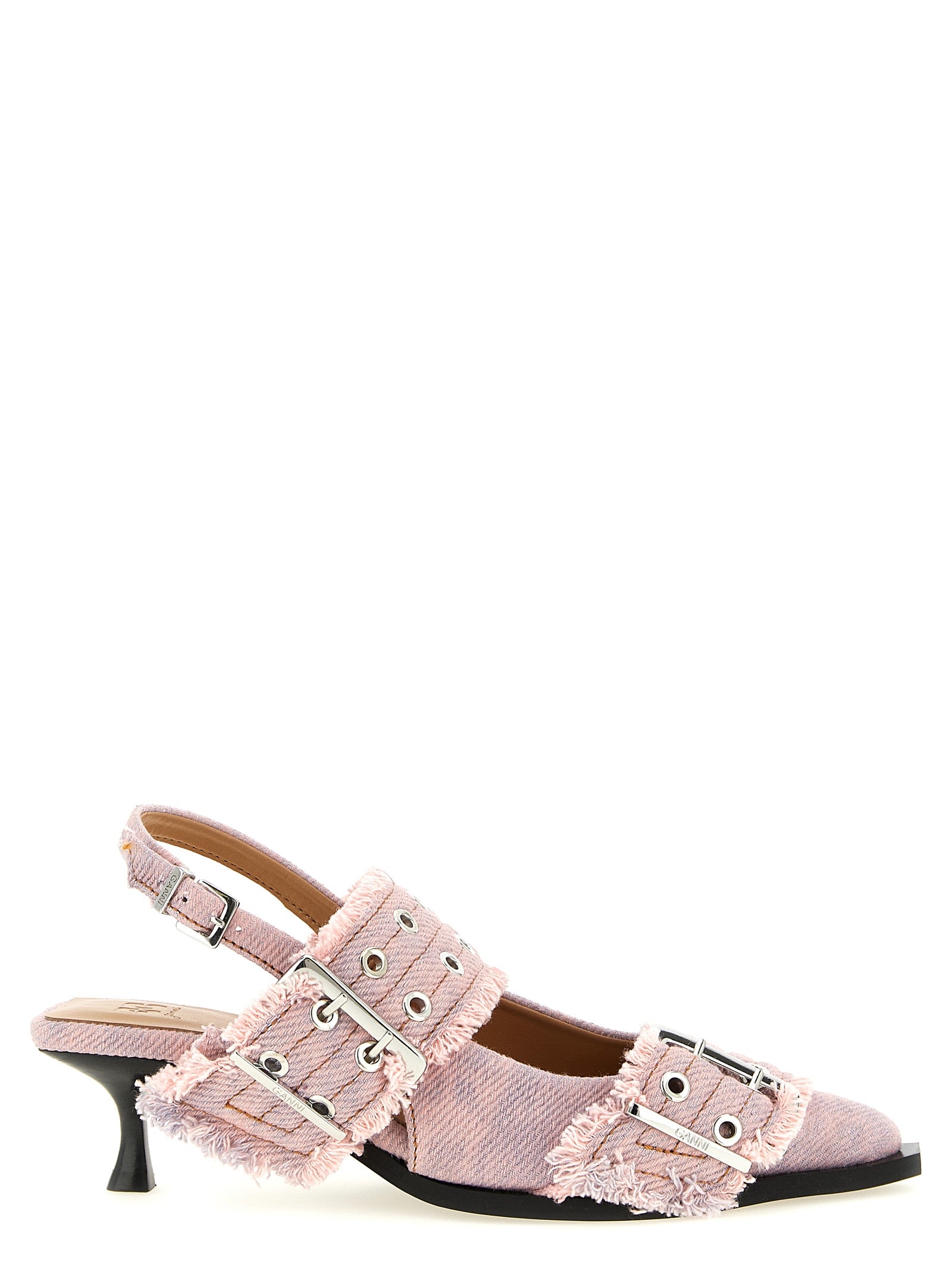 Ganni Women 'Feminine Buckle Fringed Denim' Slingback GANNI