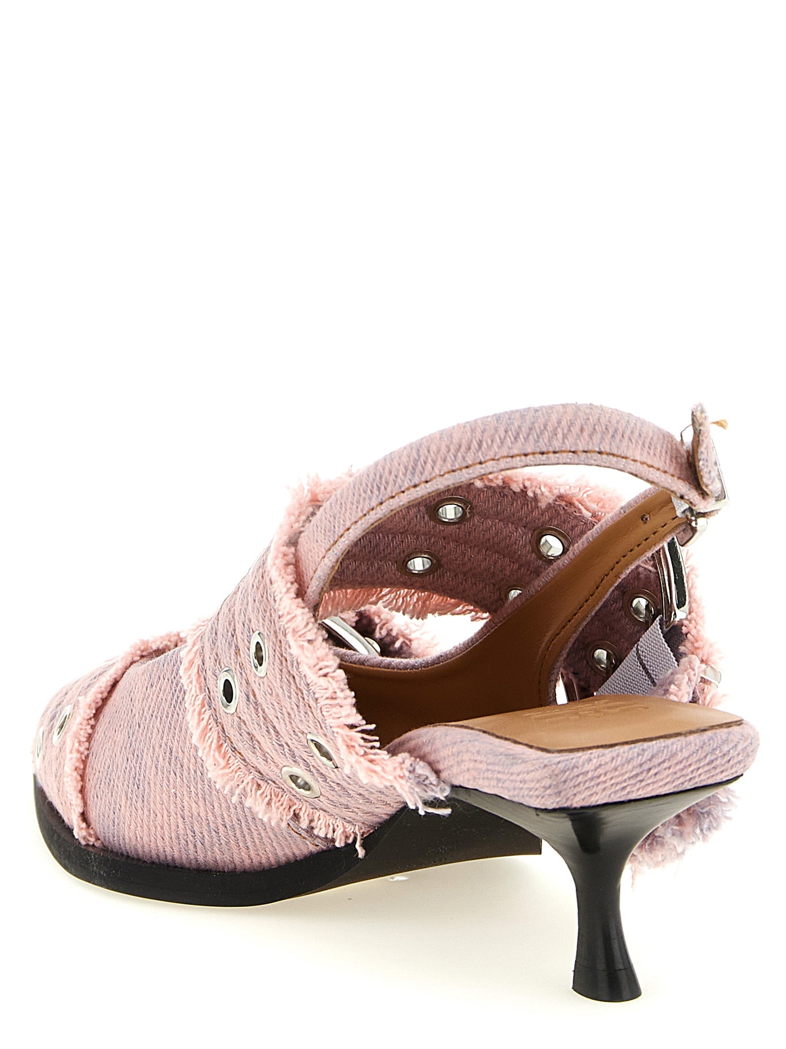 Ganni Women 'Feminine Buckle Fringed Denim' Slingback GANNI