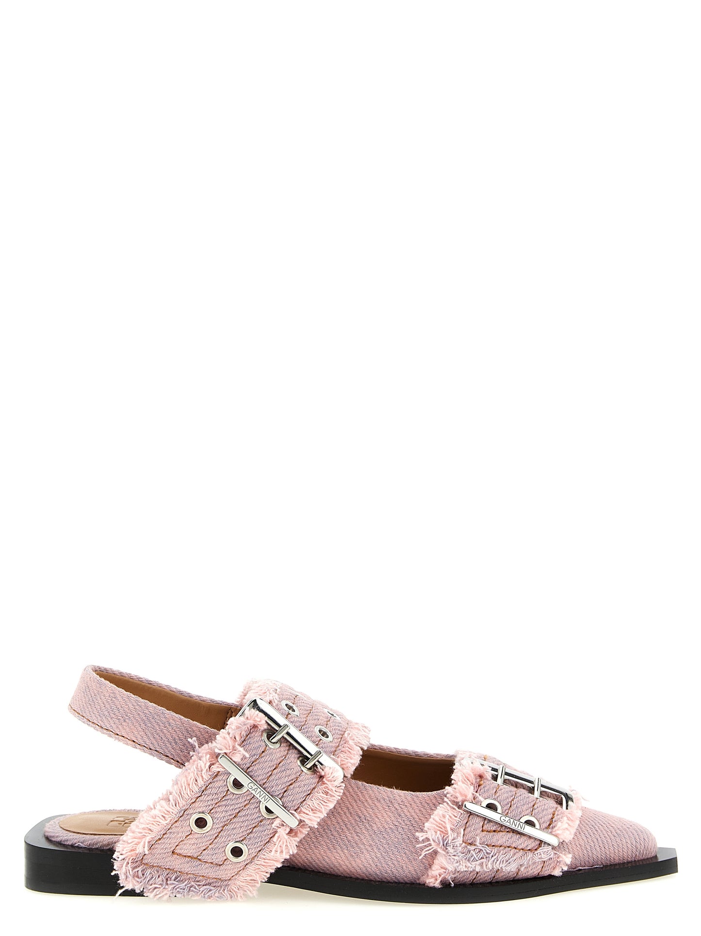 Ganni Women 'Feminine Buckle Fringed Denim' Slingback GANNI