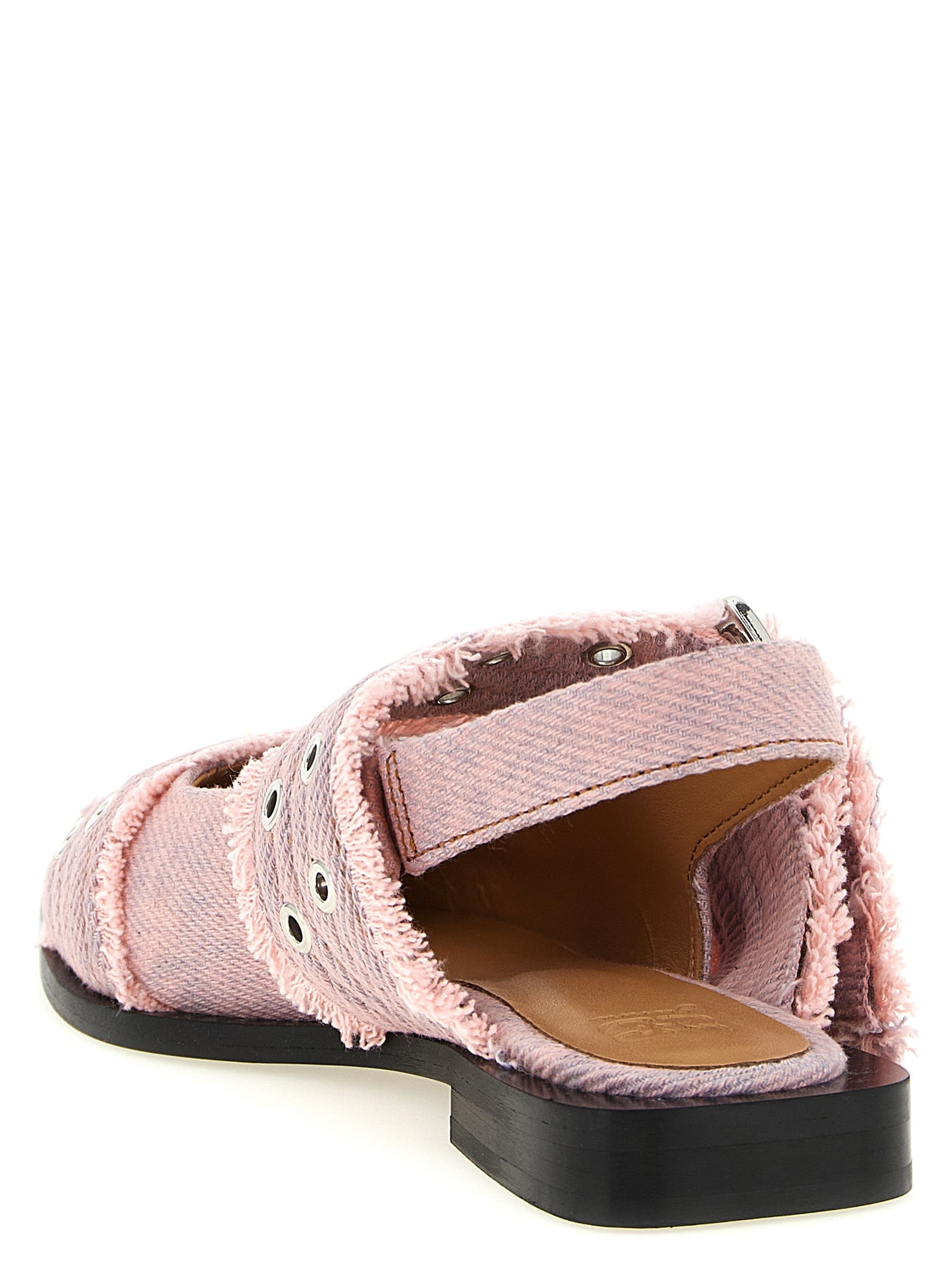 Ganni Women 'Feminine Buckle Fringed Denim' Slingback GANNI