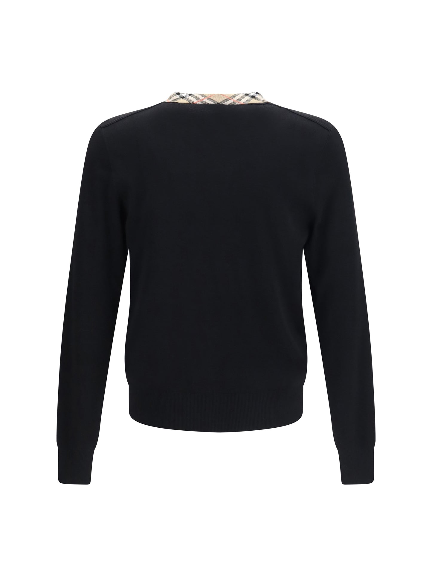 Burberry Men Check Trim Wool Sweater BURBERRY