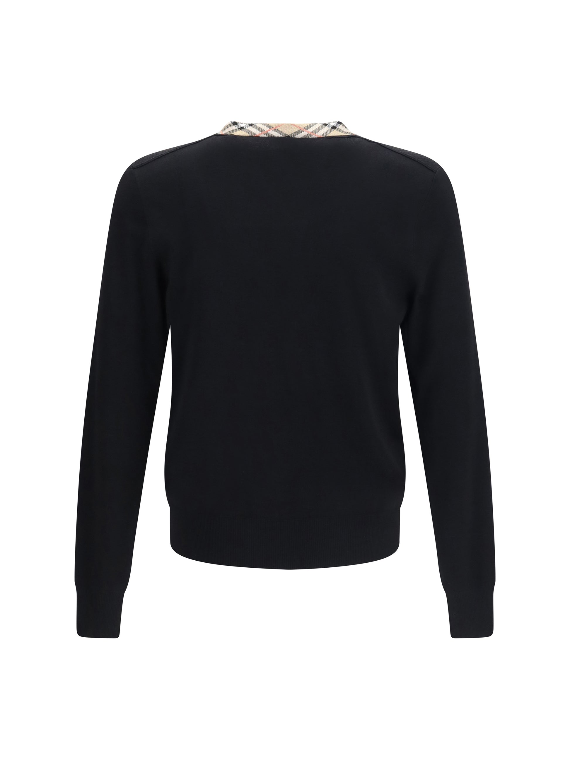 Burberry Men Check Trim Wool Sweater BURBERRY