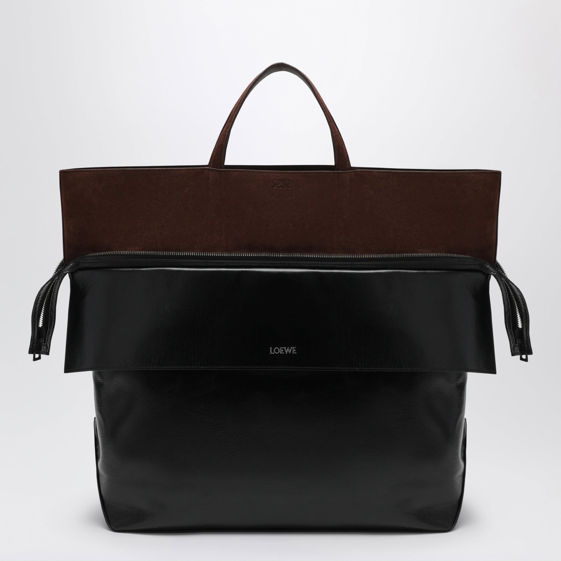 Loewe Large Switch Tote Bag In Black/Espresso Leather And Suede Men LOEWE