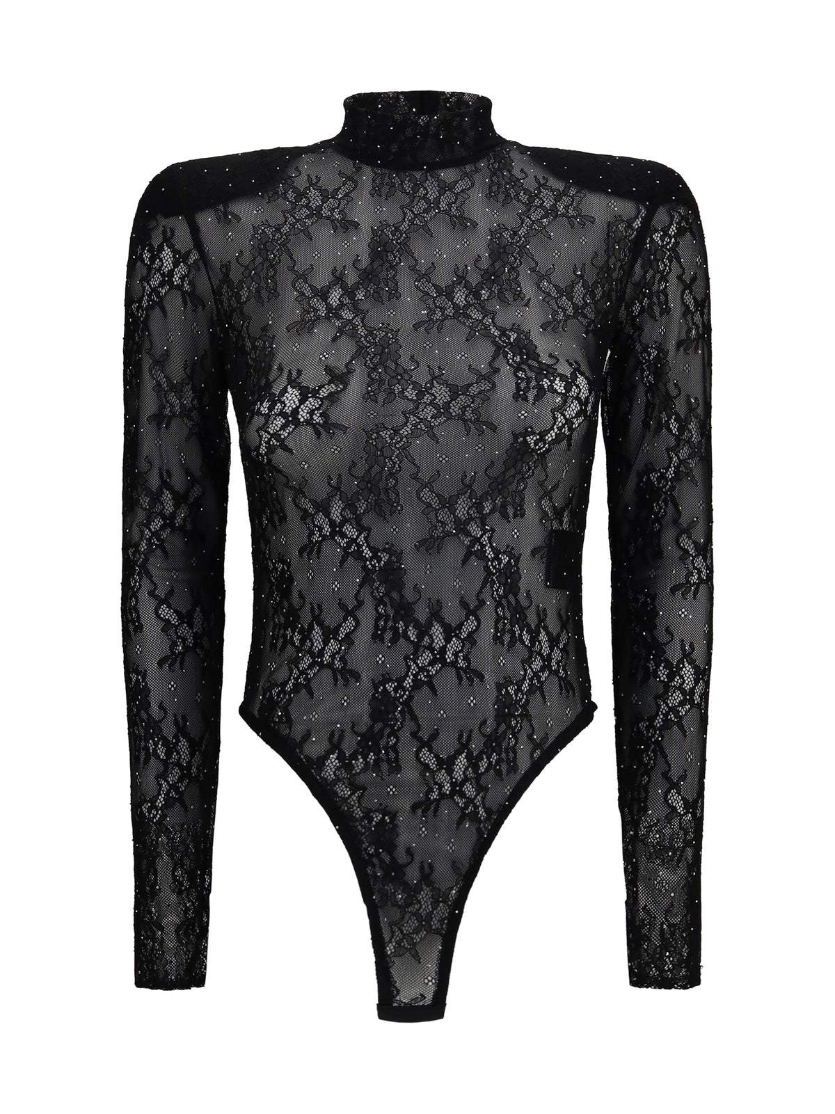 Nissa Women Long-Sleeve Lace And Rhinestone Bodysuit NISSA