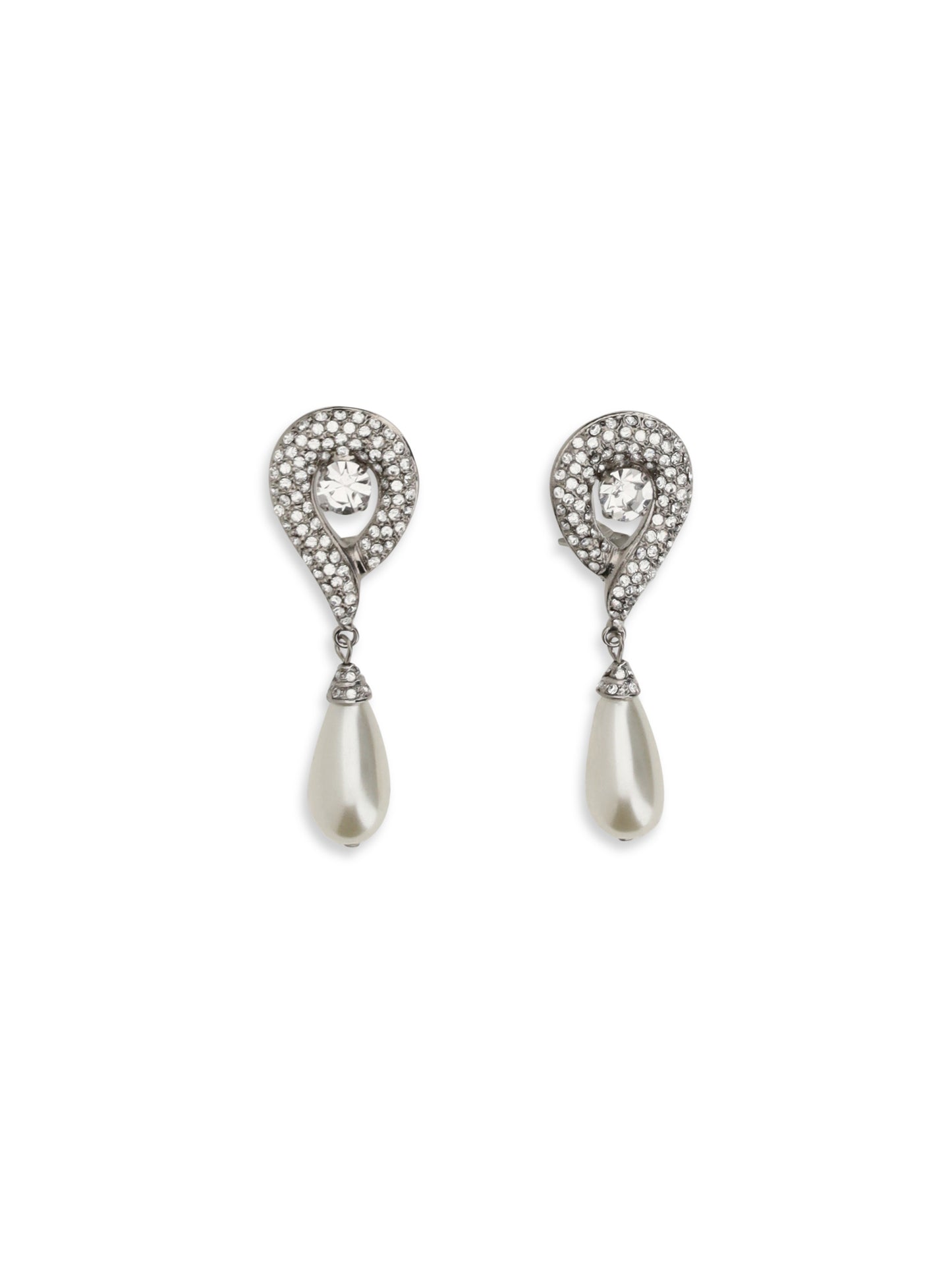 Alessandra Rich Women Crystal Earrings With Pearl Pendants ALESSANDRA RICH