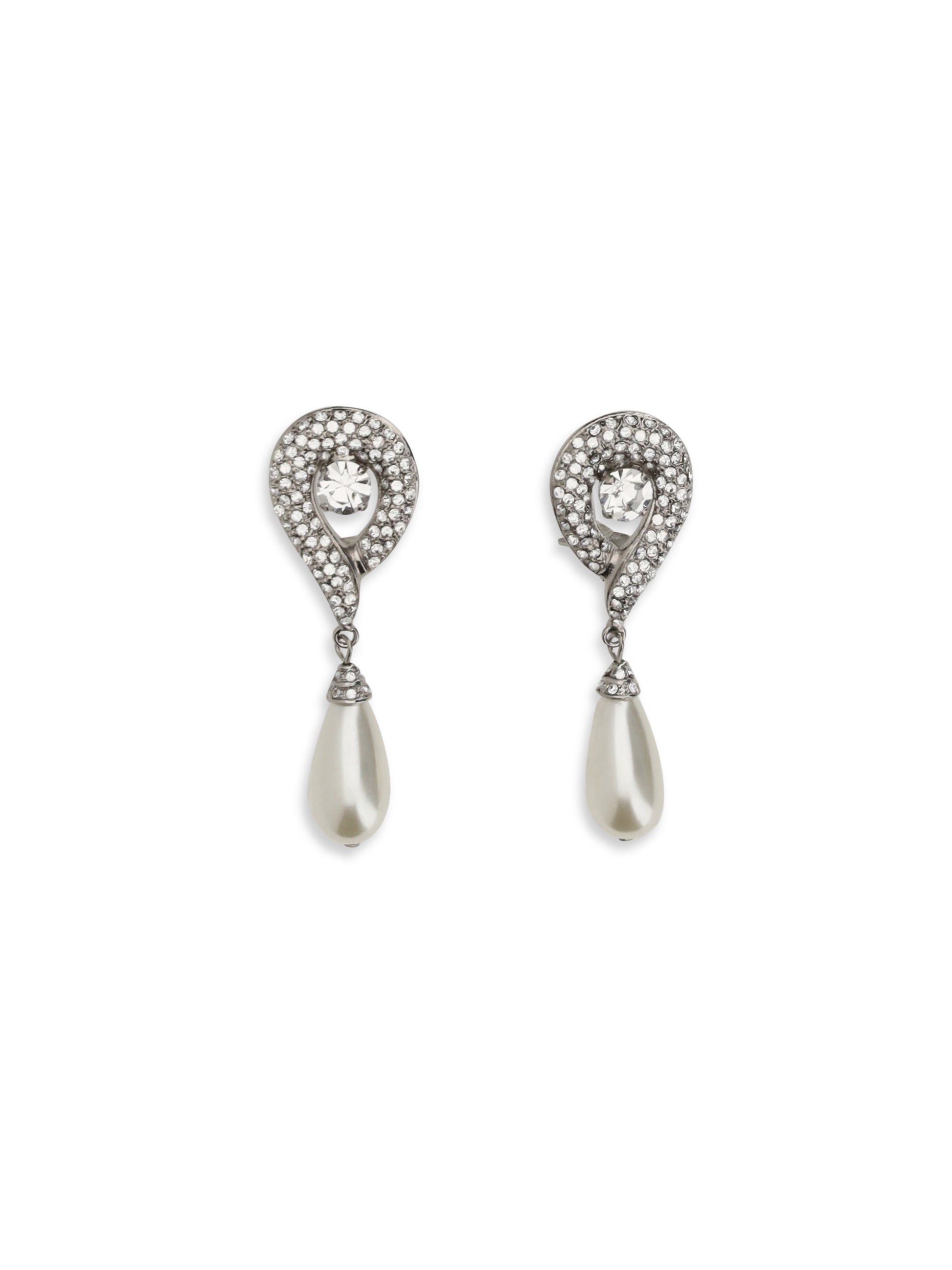 Alessandra Rich Women Crystal Earrings With Pearl Pendants ALESSANDRA RICH